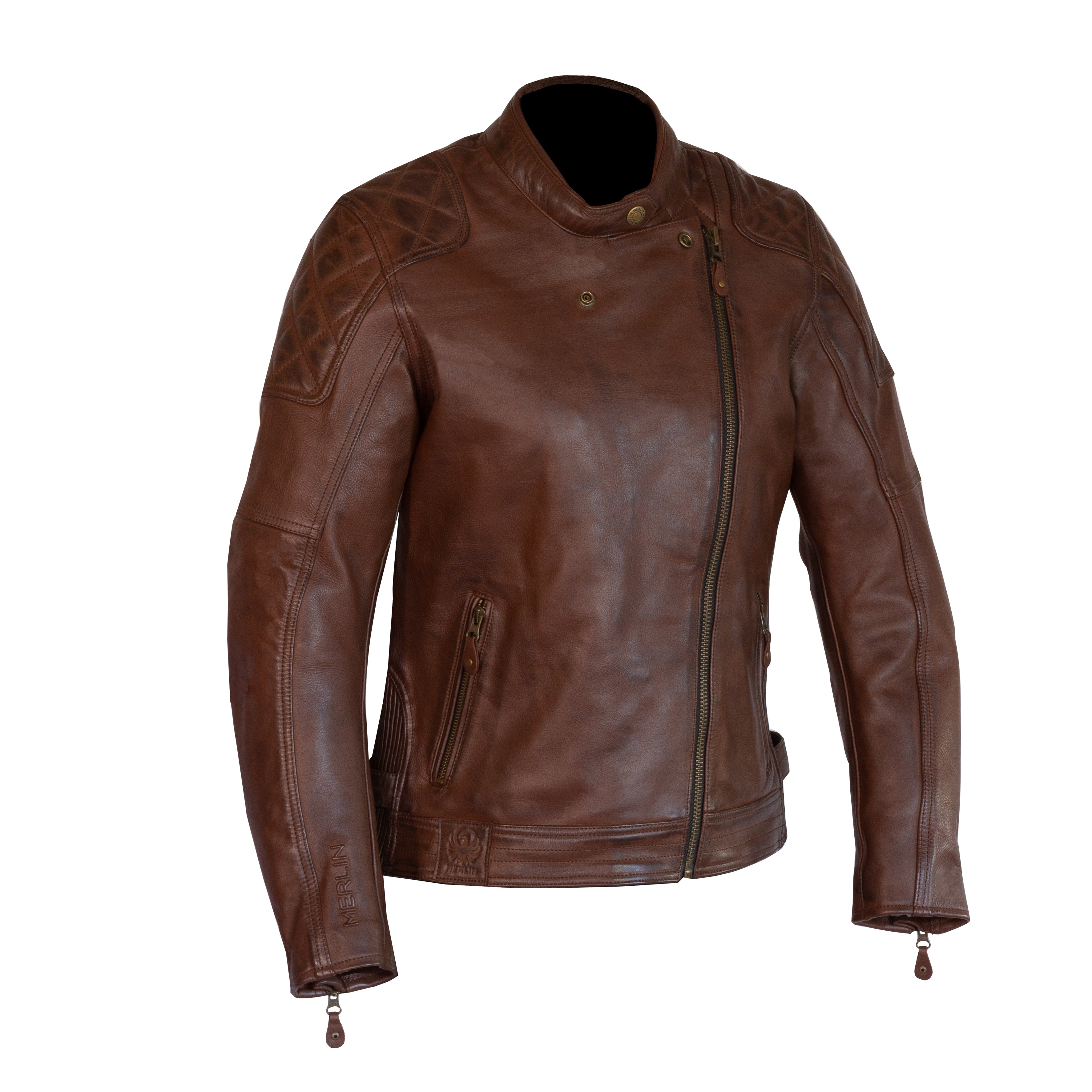 Merlin Bristol Café D3O Ladies Leather Jacket Brown FREE UK Delivery, FREE 365 Day Returns | Moto Central