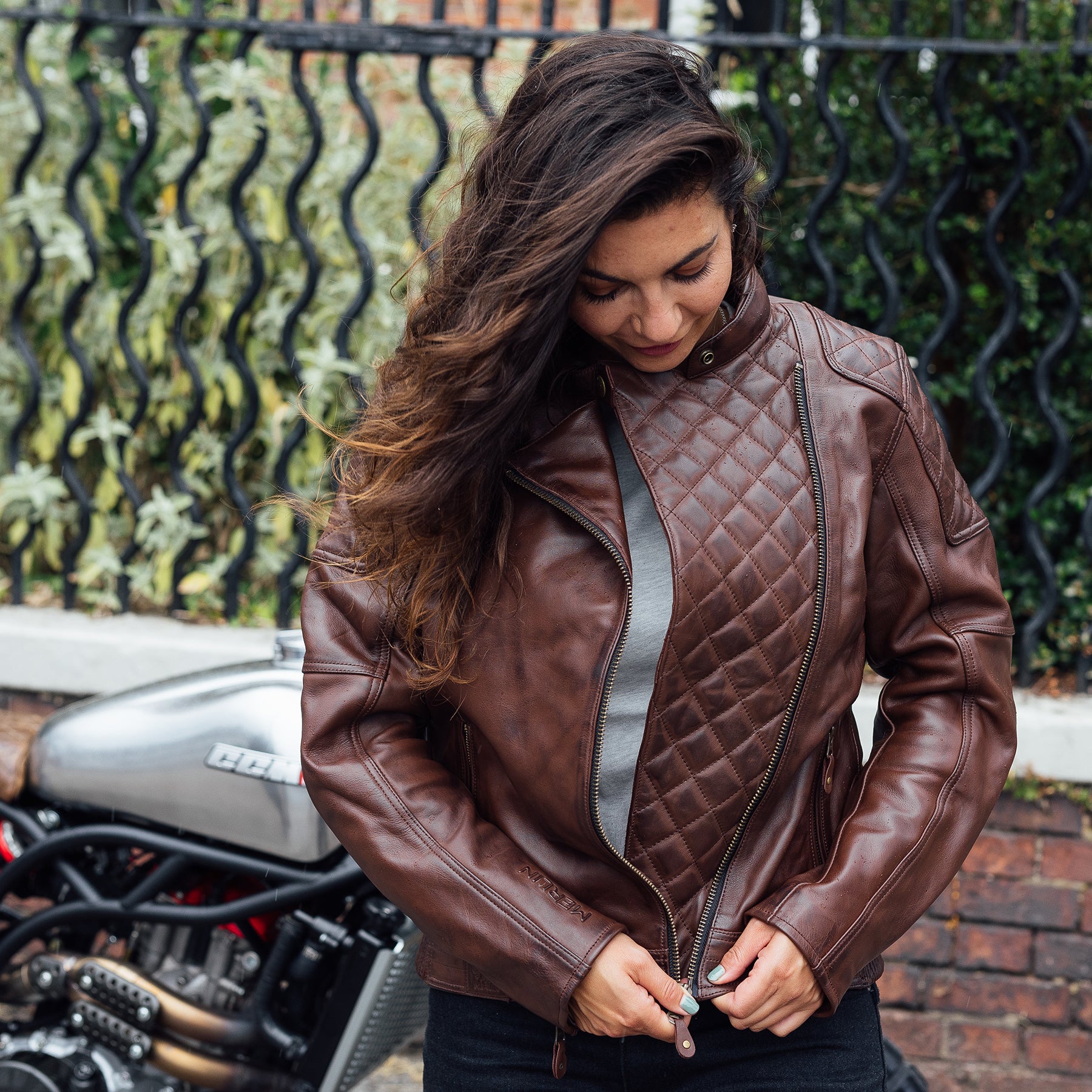 Merlin Bristol Café D3O Ladies Leather Jacket Brown FREE UK Delivery, FREE 365 Day Returns | Moto Central