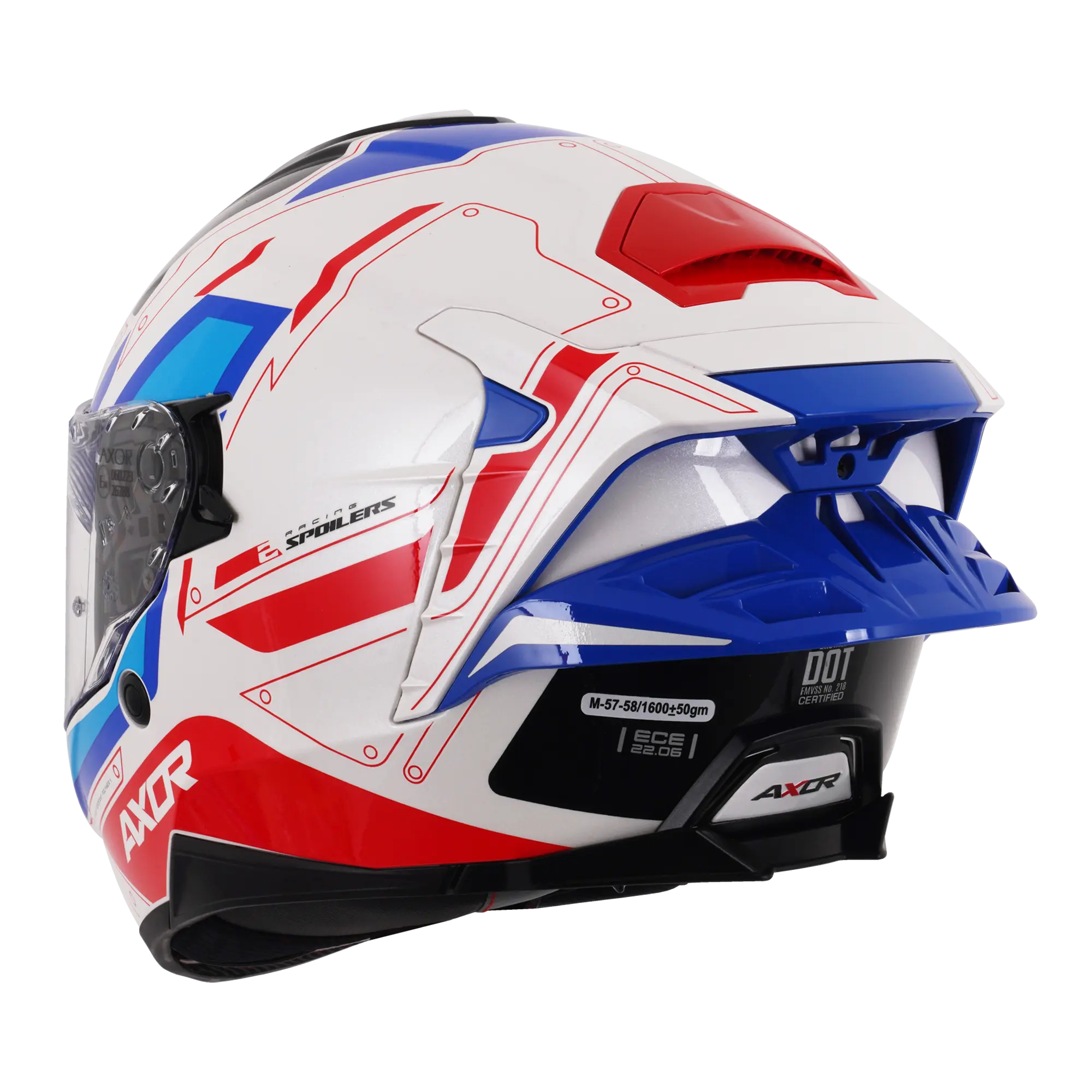 Axor Brutale With Dual Spoiler Ryden White / Red / Blue FREE UK Delivery, FREE 365 Day Returns | Moto Central