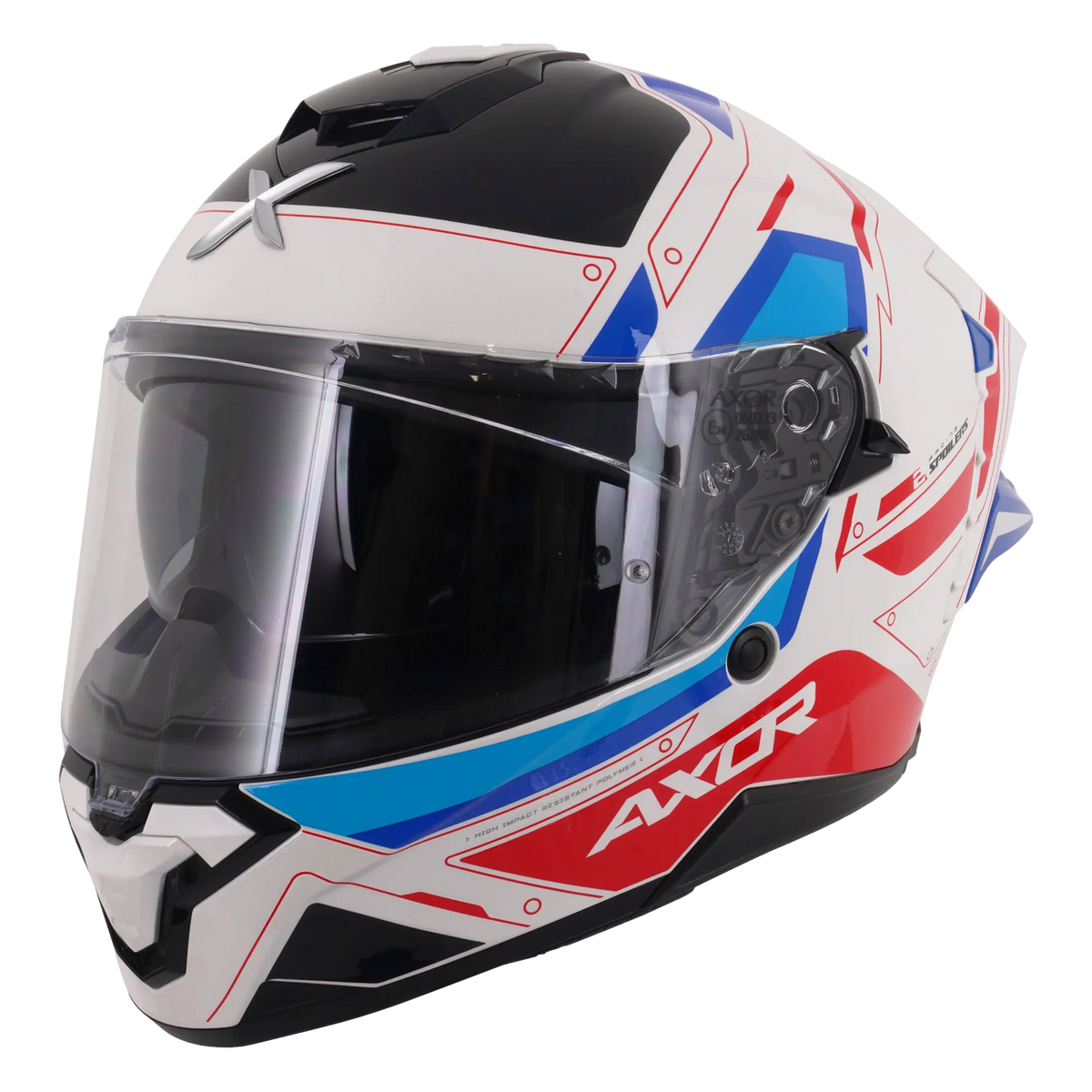 Axor Brutale With Dual Spoiler Ryden White / Red / Blue FREE UK Delivery, FREE 365 Day Returns | Moto Central