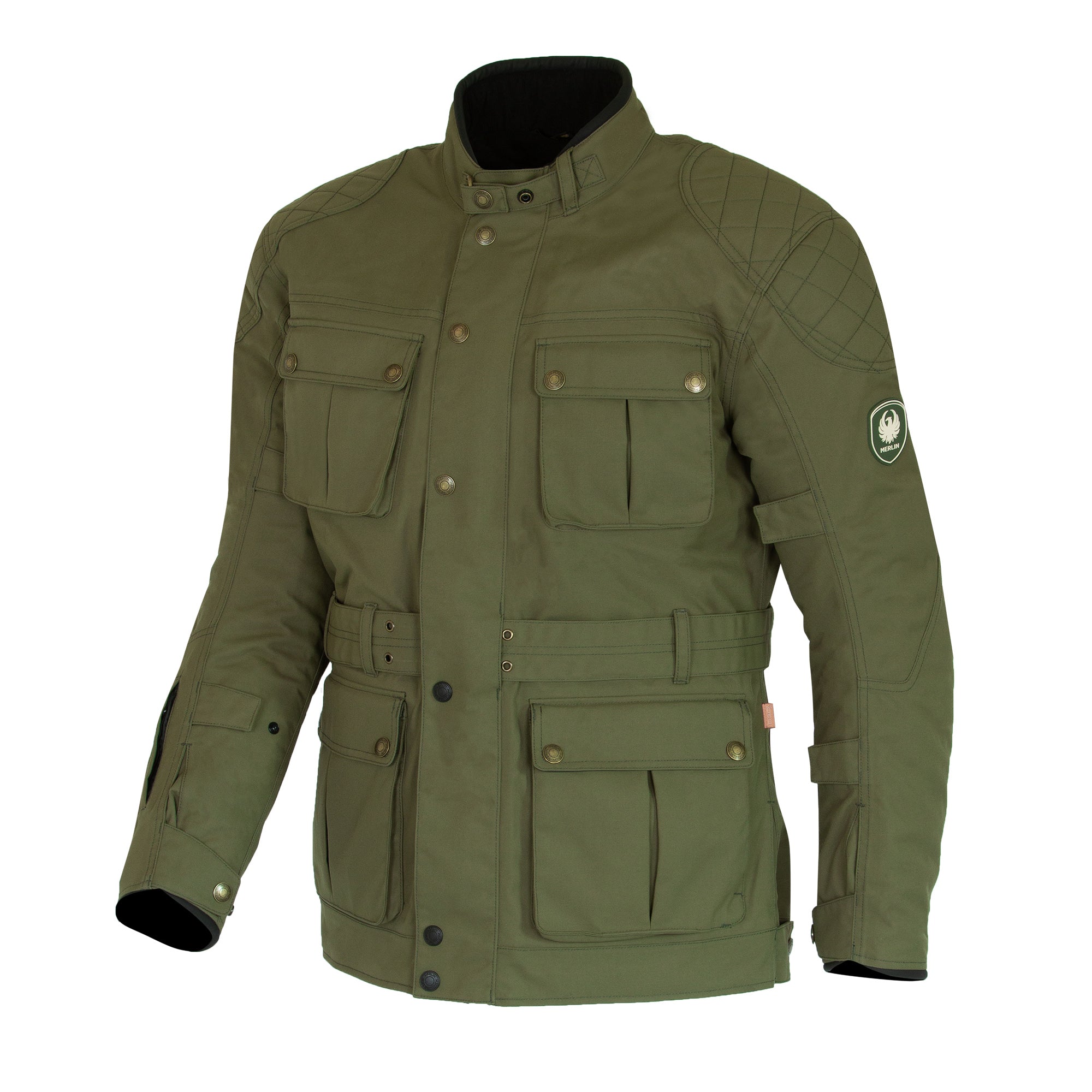 Merlin Burslem D3O Eco Laminated Textile Jacket Green FREE UK Delivery, FREE 365 Day Returns | Moto Central