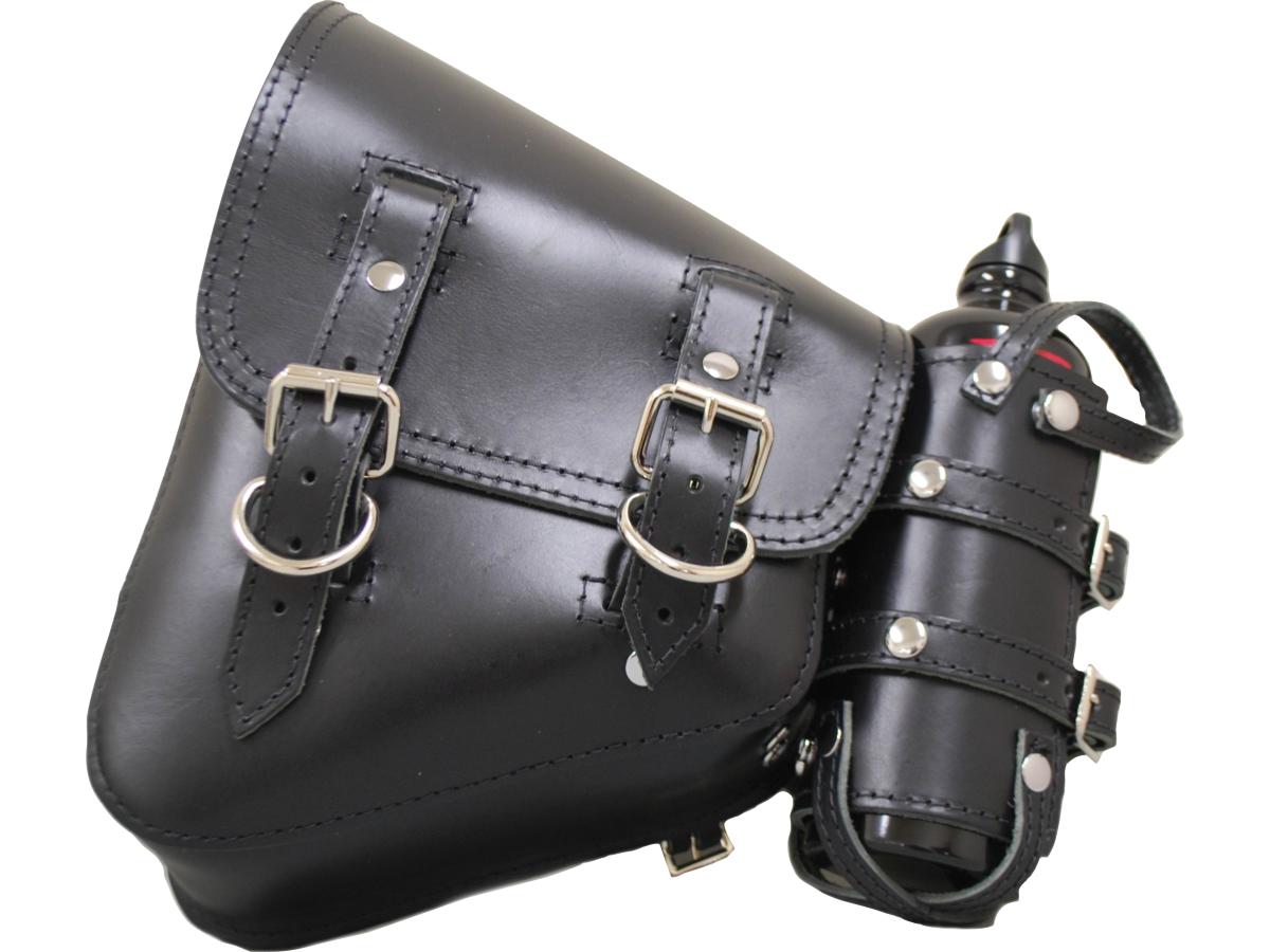 La Rosa Design Left Side Bag With Fuel Bottle Black For 02-17 V-Rod