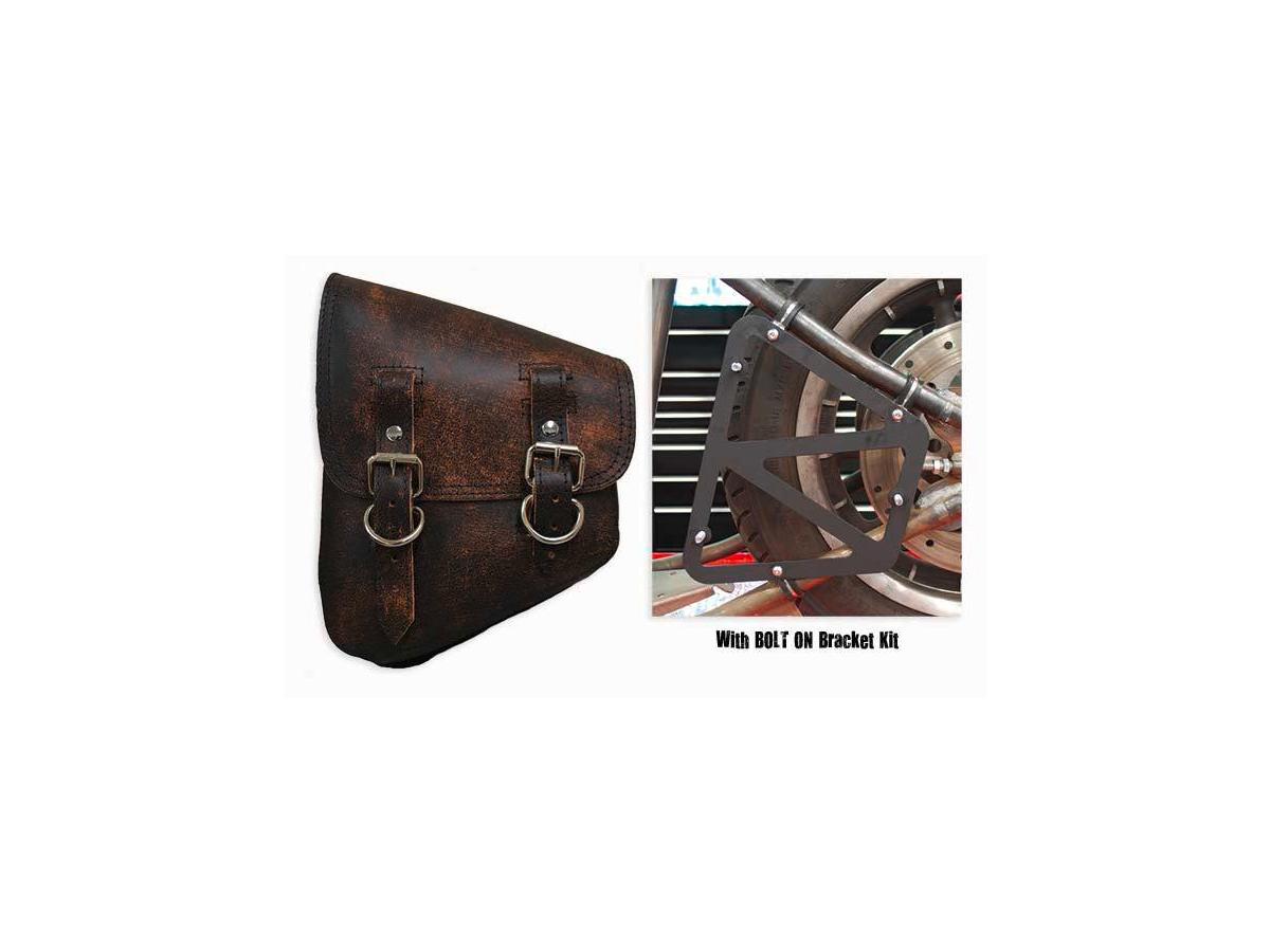La Rosa Design Bolt-On Solo Left Saddlebag With Bracket Rustic Brown
