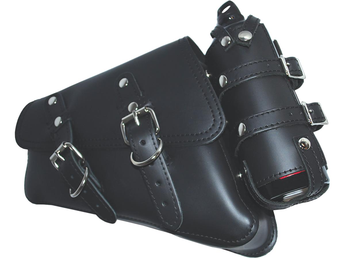 La Rosa Design Left Side Bag With Fuel Bottle Black For 04-20 Sportster