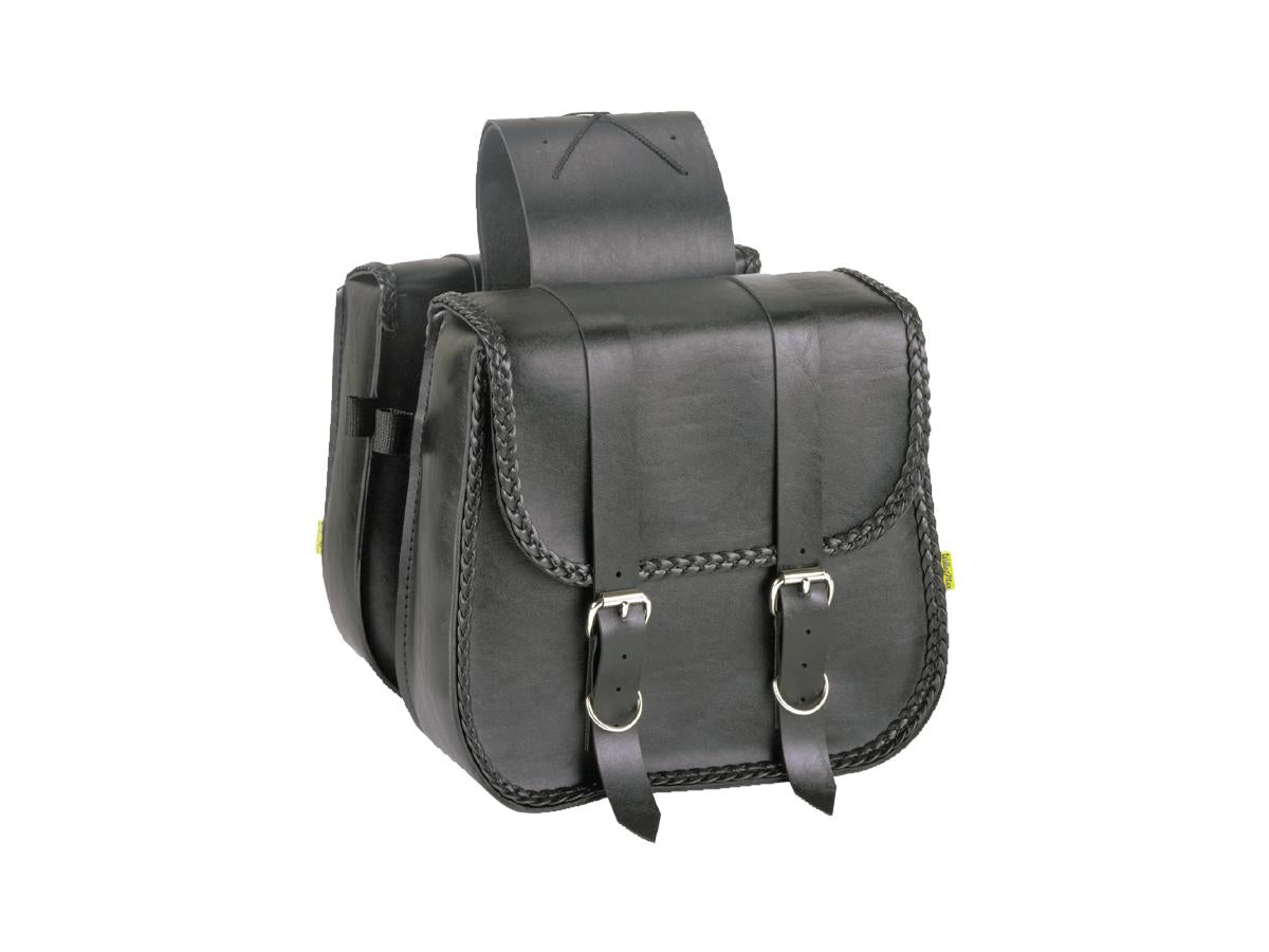 Willie & Max Braided Straight Throw Over Saddlebags Standard Black - 10 1⁄2" X 11 1⁄2" X 4"