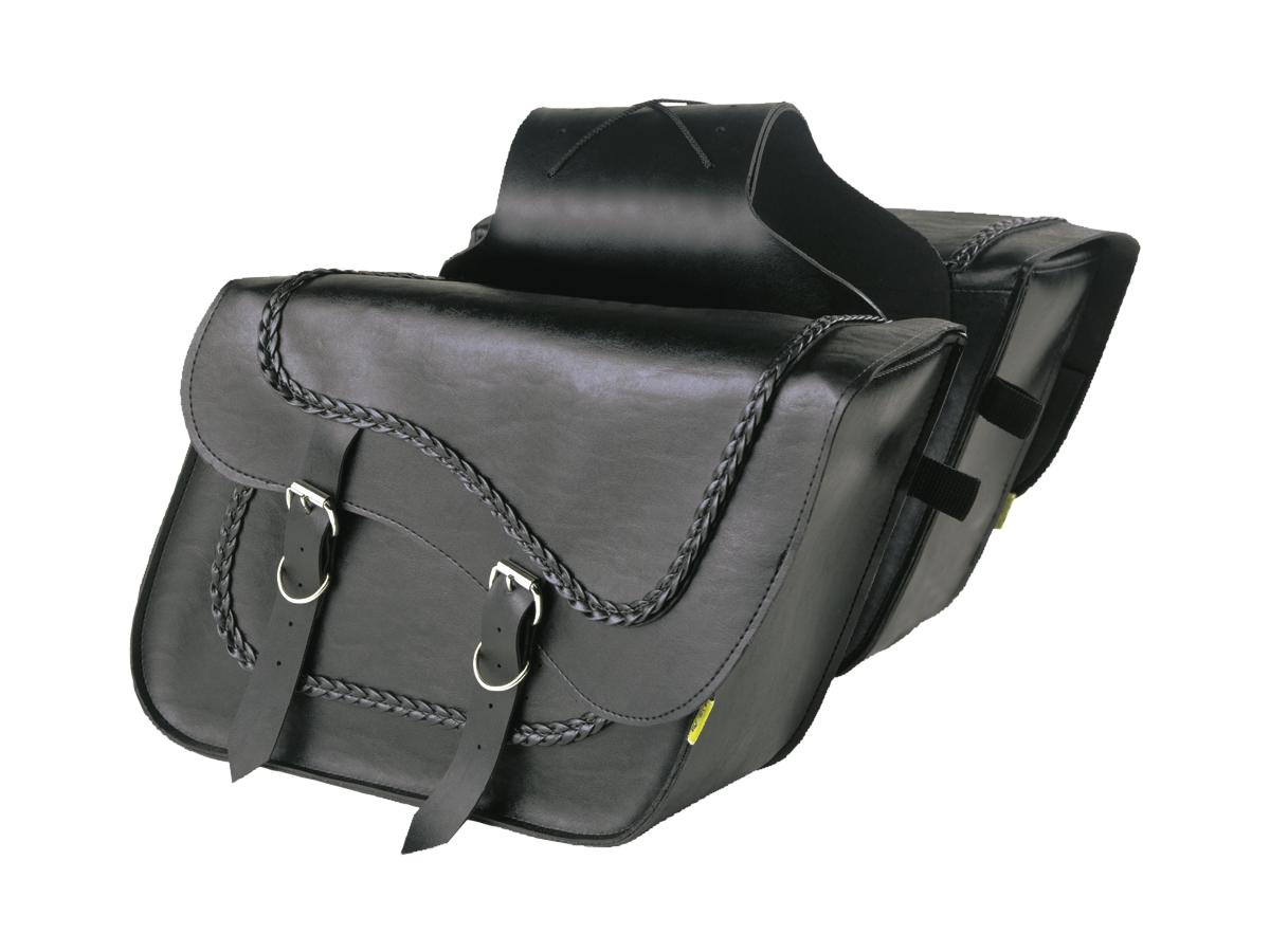 Willie & Max Braided Slant Saddlebags Black SB709
