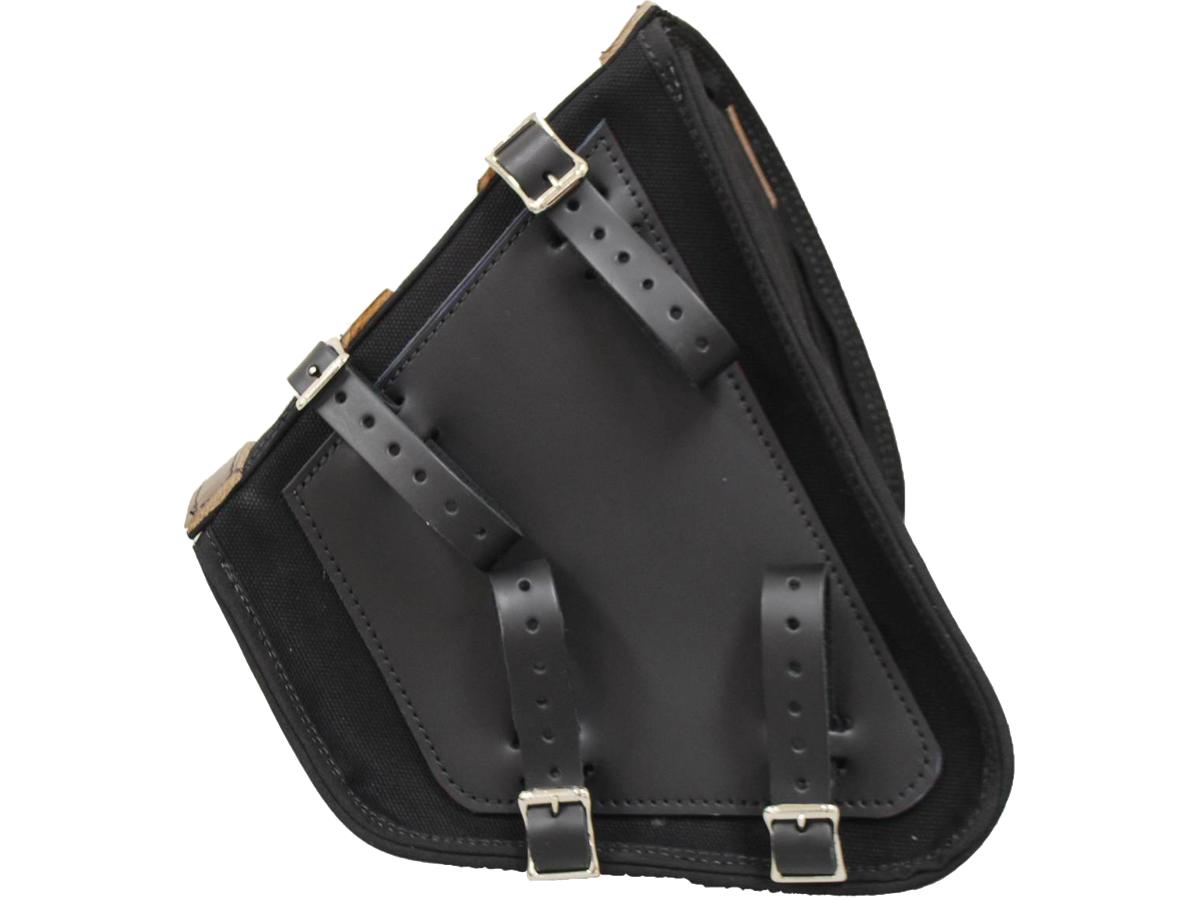La Rosa Design Canvas Swing Arm Left Saddle Bag With Bottle With Black Straps Brown Army Green For 87-23 Softail