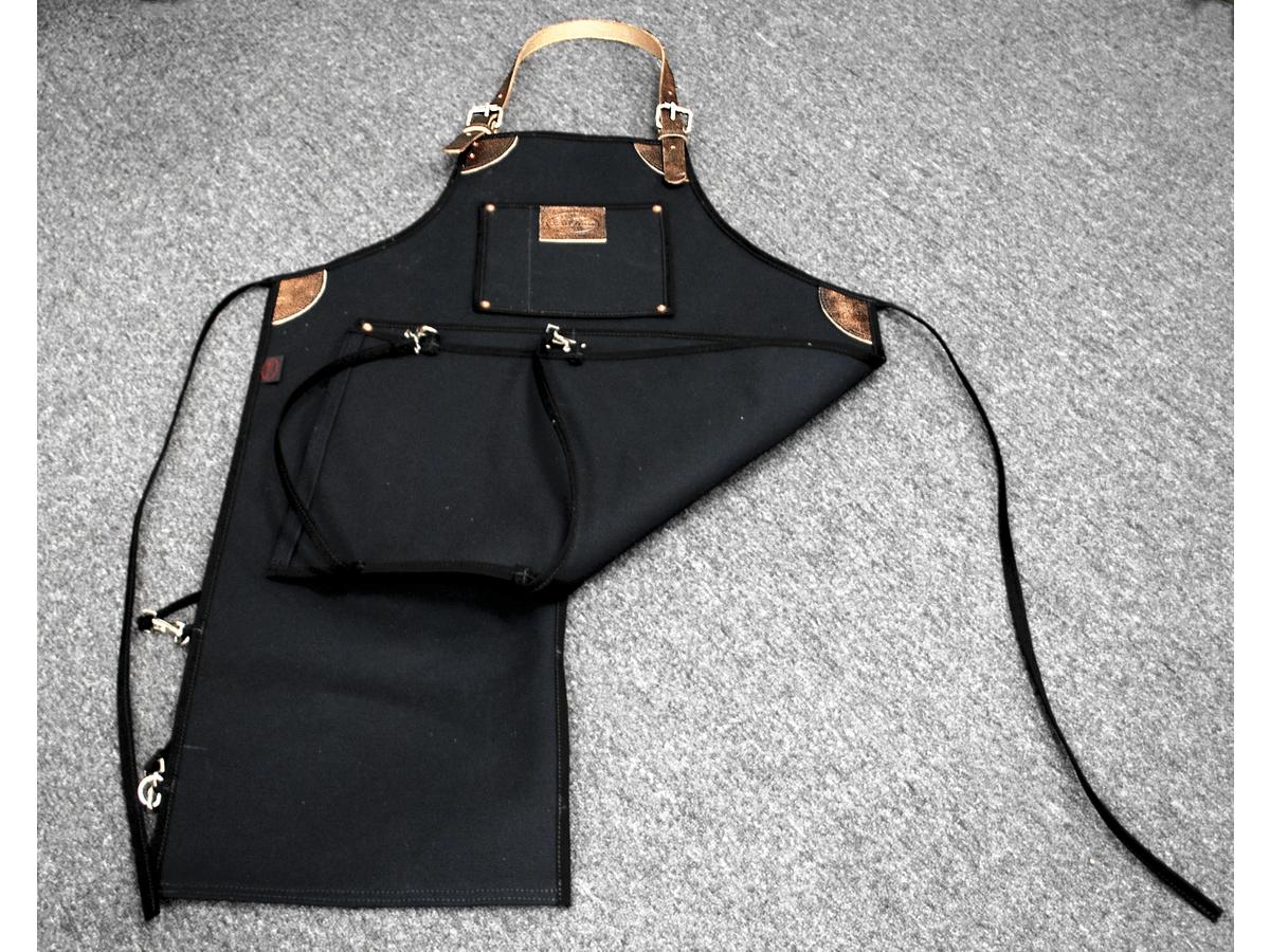 La Rosa Design Heavy Duty Bike Builder / Mechanic / Barber Canvas Apron Black Split Legs