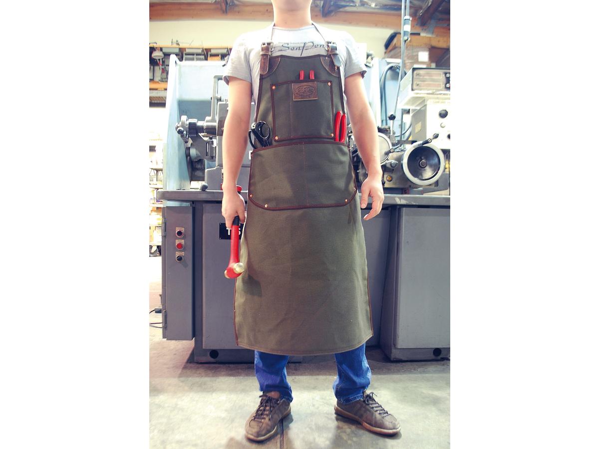 La Rosa Design Heavy Duty Bike Builder / Mechanic / Barber Canvas Apron Army Green