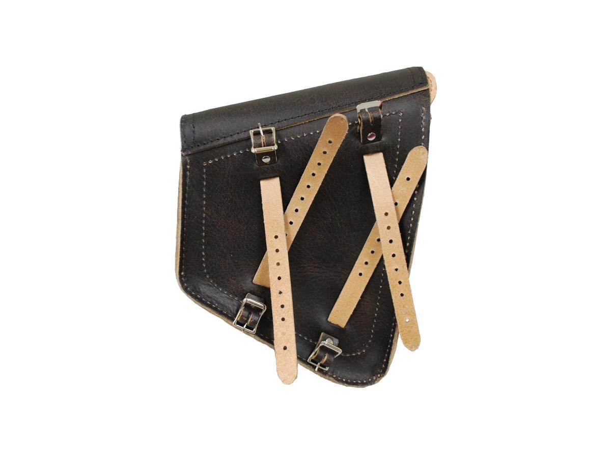 La Rosa Design Solo Swingarm Left Saddle Bag With Front Wide Strap Rustic Brown
