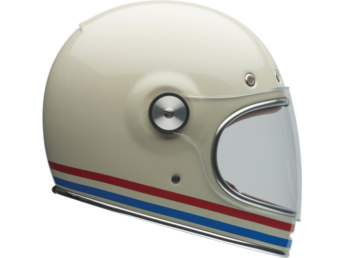 Bell Bullitt Retro White / Stripes Gloss White Oxblood Blue