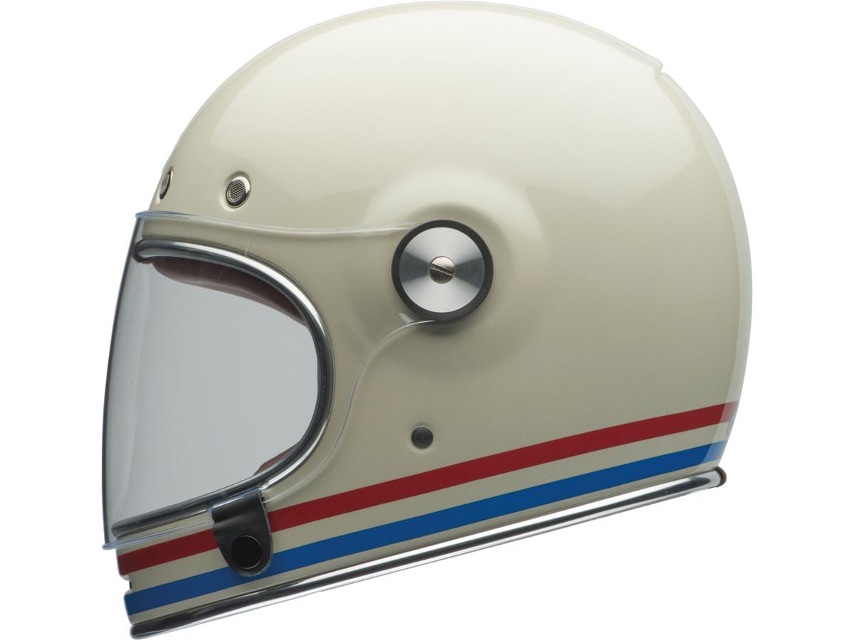 Bell Bullitt Retro White / Stripes Gloss White Oxblood Blue