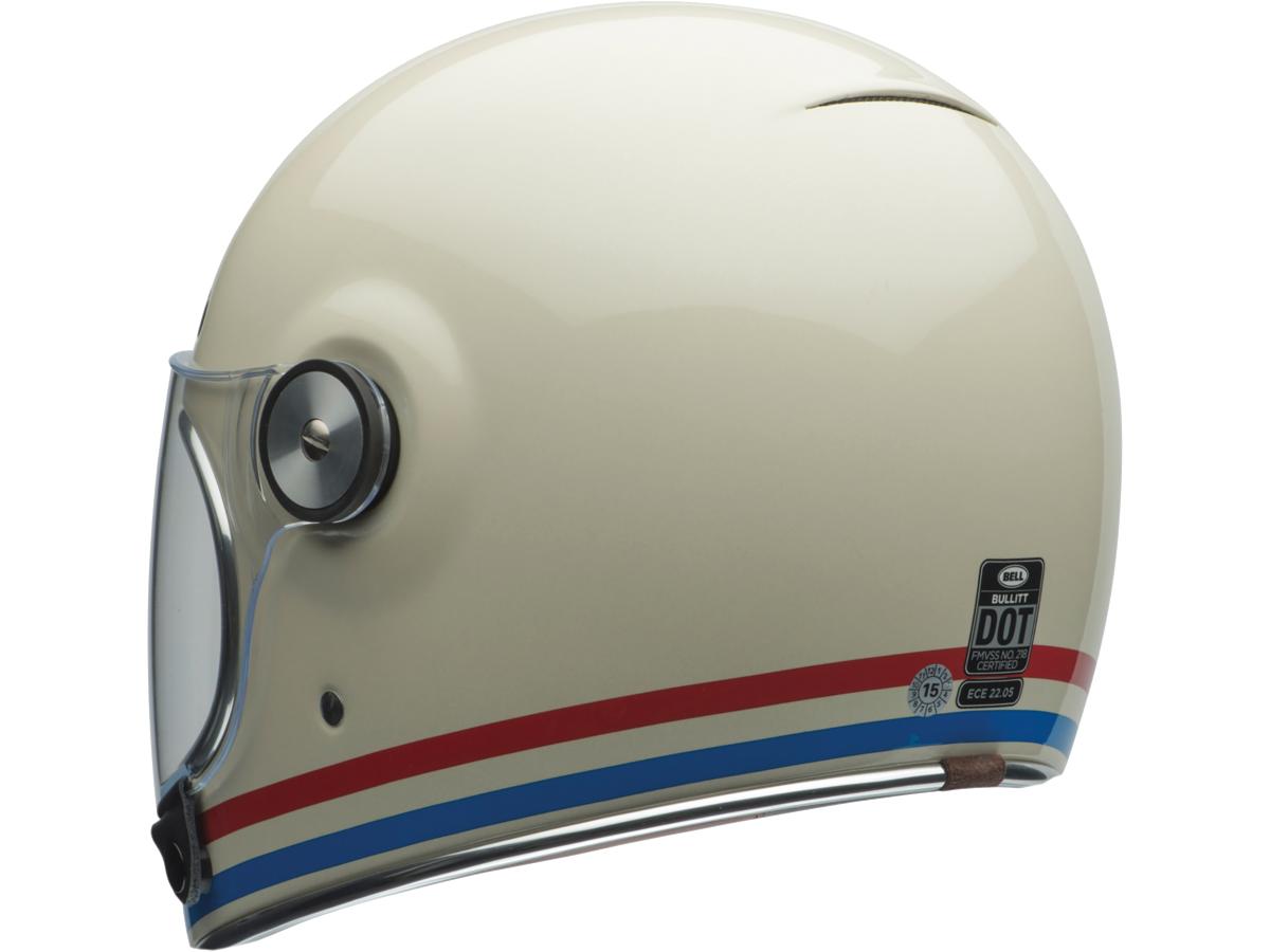 Bell Bullitt Retro White / Stripes Gloss White Oxblood Blue