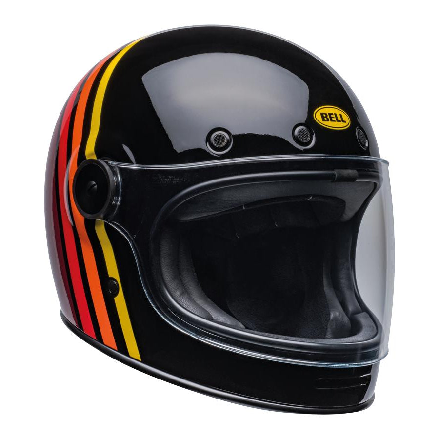 Bell Bullitt Retro Reverb Gloss Black! / Red full-face motorcycle helmet, left-front three-quarter view