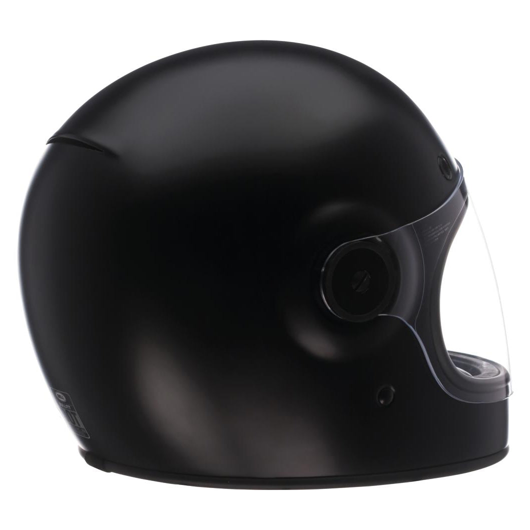Bell Bullitt Retro Flat Black full-face motorcycle helmet, left-rear three-quarter view