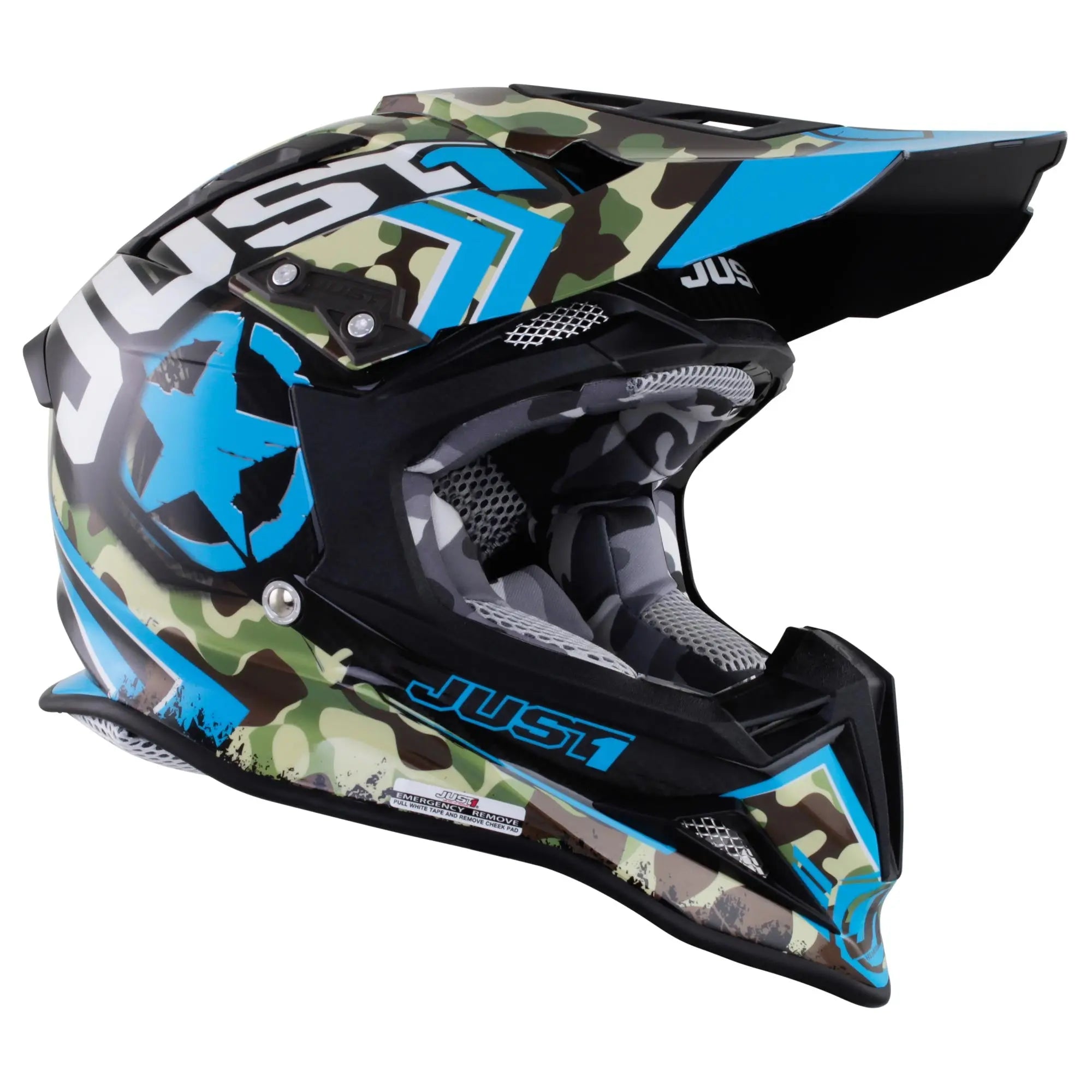 Just1 J12 Carbon MX Helmet Kombat Blue - FREE UK Shipping, FREE 365 Day Returns | Moto Central