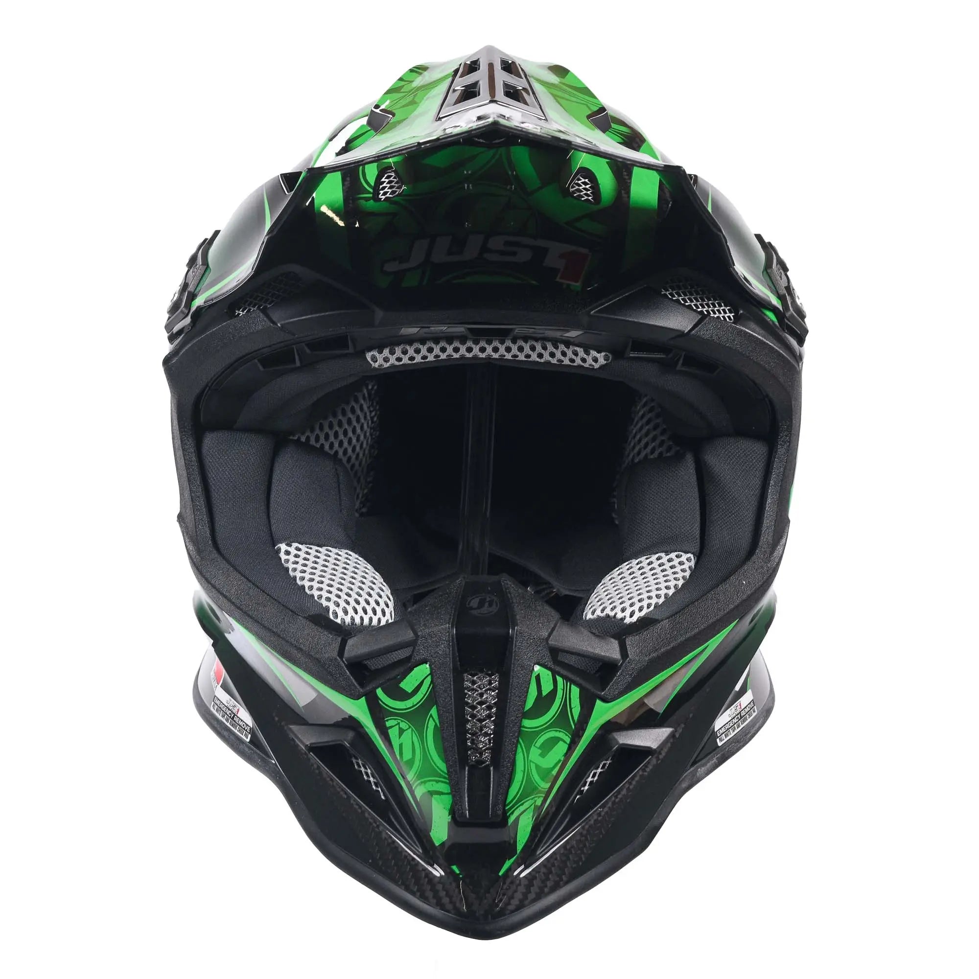 Just1 J12 Carbon MX Helmet Mister X Carbon Green - FREE UK Shipping, FREE 365 Day Returns | Moto Central
