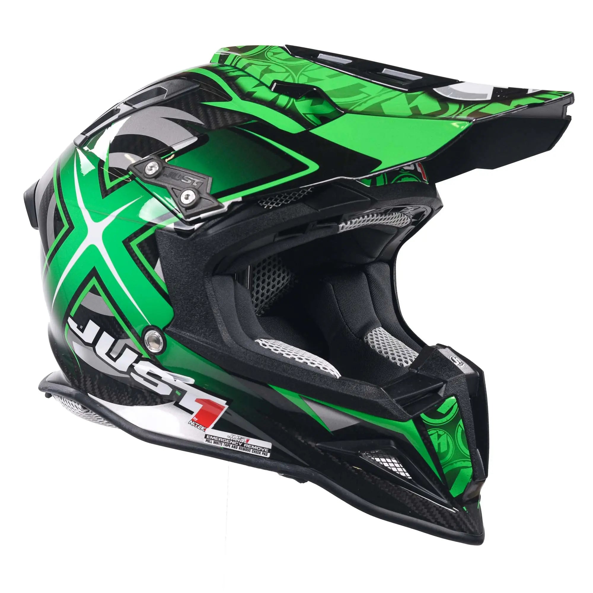 Just1 J12 Carbon MX Helmet Mister X Carbon Green - FREE UK Shipping, FREE 365 Day Returns | Moto Central