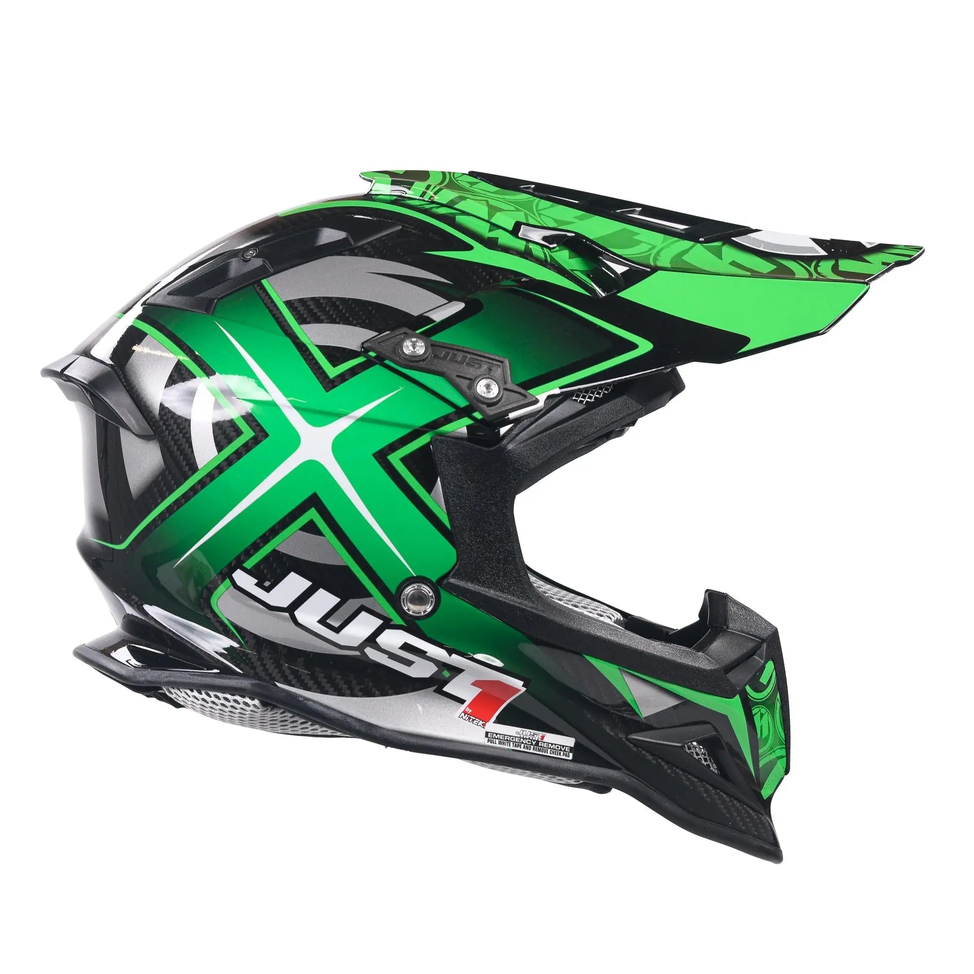 Just1 J12 Carbon MX Helmet Mister X Carbon Green - FREE UK Shipping, FREE 365 Day Returns | Moto Central