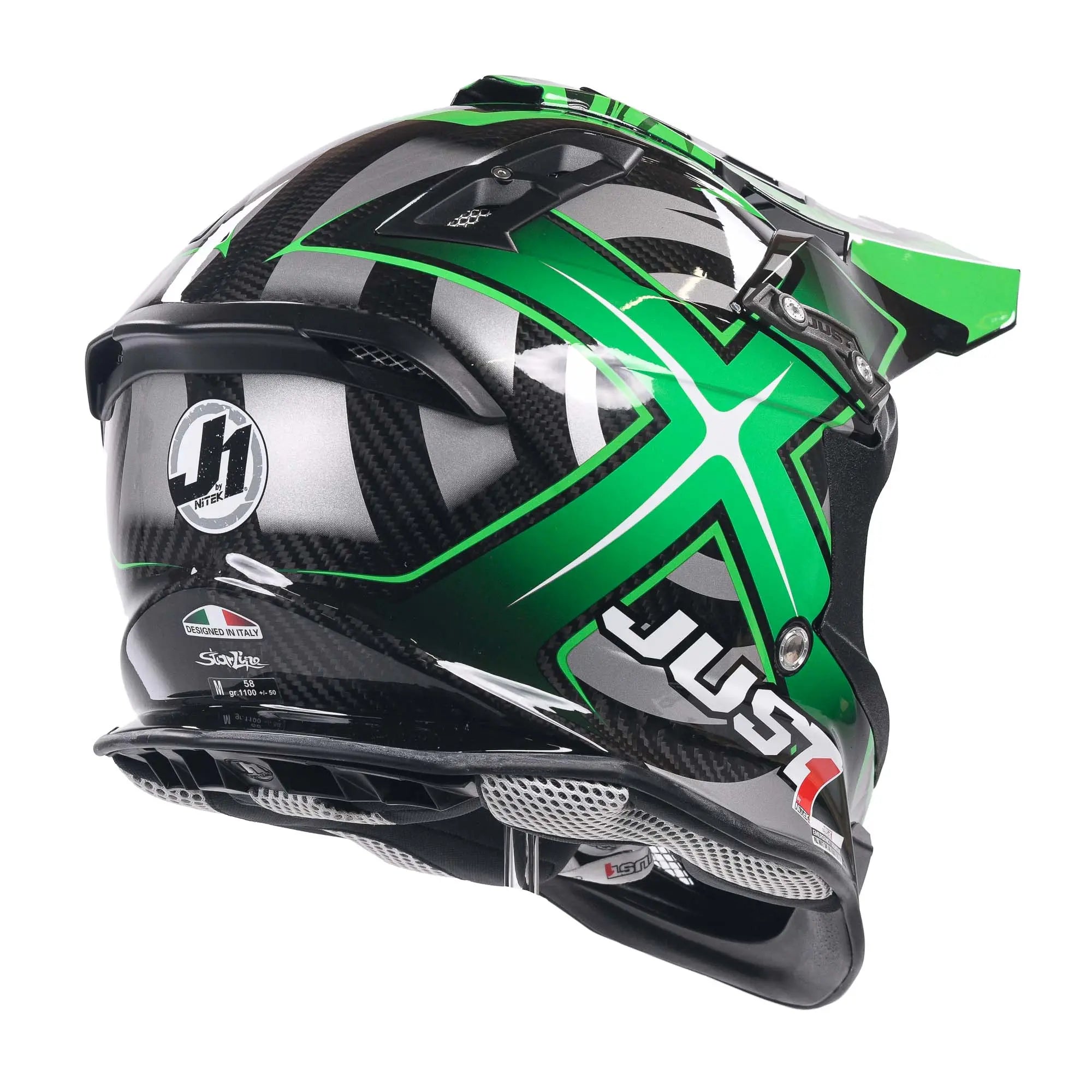 Just1 J12 Carbon MX Helmet Mister X Carbon Green - FREE UK Shipping, FREE 365 Day Returns | Moto Central