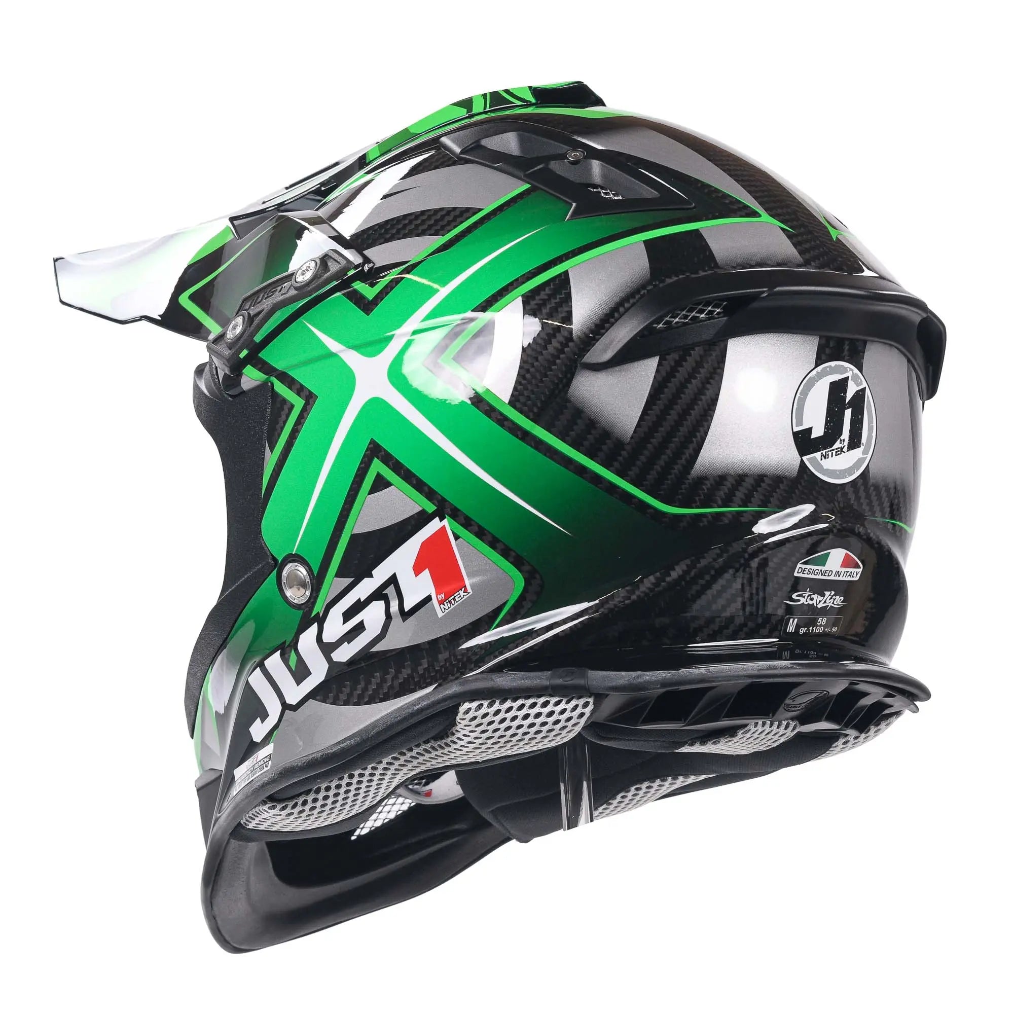 Just1 J12 Carbon MX Helmet Mister X Carbon Green - FREE UK Shipping, FREE 365 Day Returns | Moto Central