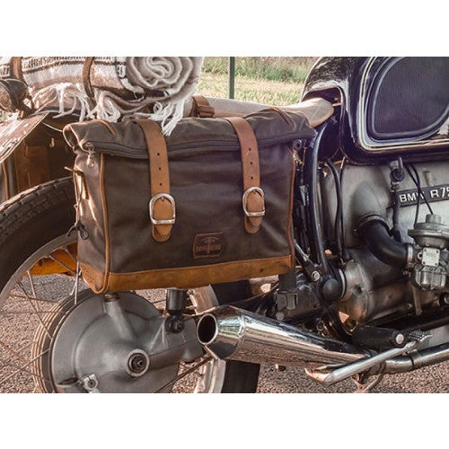 Longride Waxed Canvas Multifit Saddlebag Khaki - 9.5 Liters