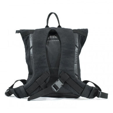 Longride Waxed Canvas Backpack Black - 15.6 Liters - backpack side profile