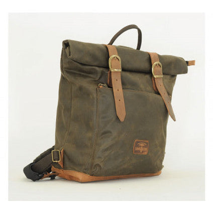 Longride Waxed Canvas Backpack Brown - 15.6 Liters - backpack front view