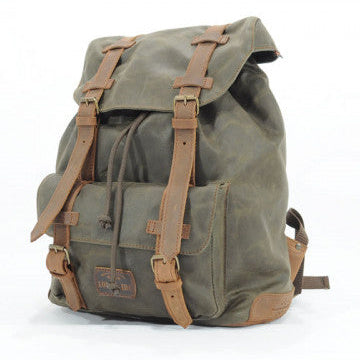 Longride Waxed Canvas Backpack Khaki - 13 Liters - backpack front view