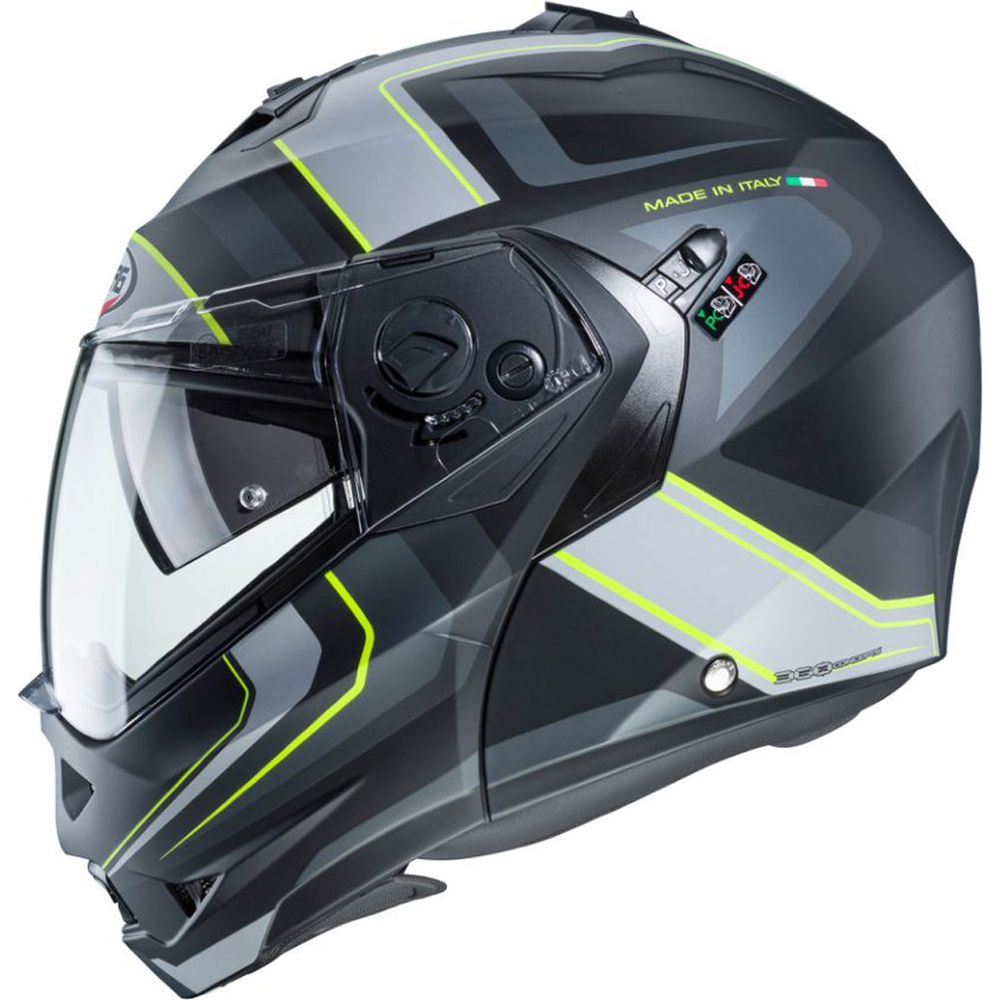 Caberg Duke 2 Tour Flip-Up Helmet Matt Black / Fluo Yellow / Anthracite / Silver - FREE UK Shipping, FREE 365 Day Returns | Moto Central