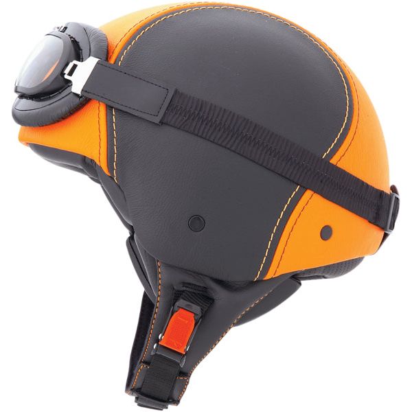 Caberg Jet Century Plain Black / Orange Leather