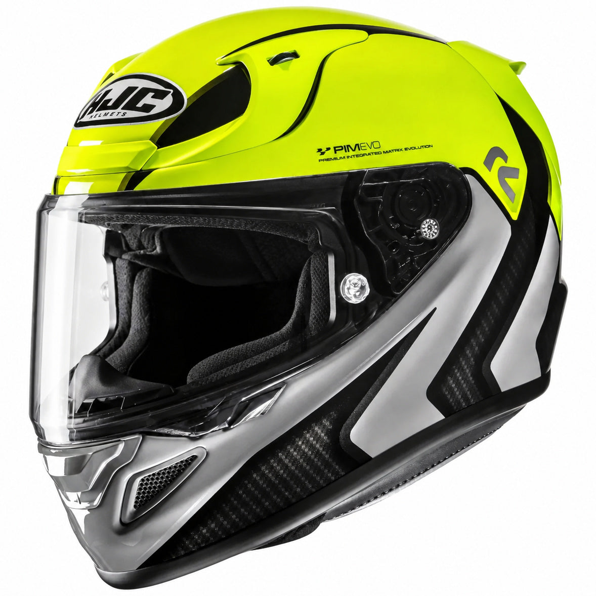 HJC RPHA 12 Kos MC3H Yellow, full-face motorcycle helmet product view on white background