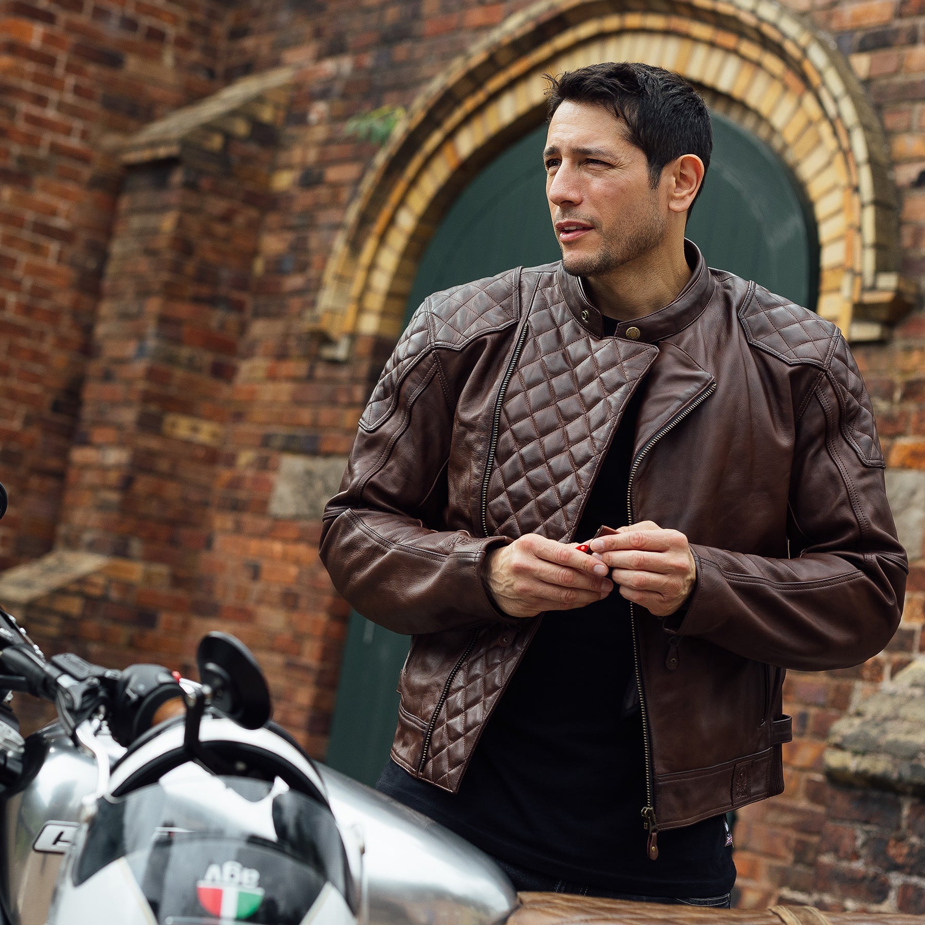 Merlin Chester Café D3O Leather Jacket Brown FREE UK Delivery, FREE 365 Day Returns | Moto Central