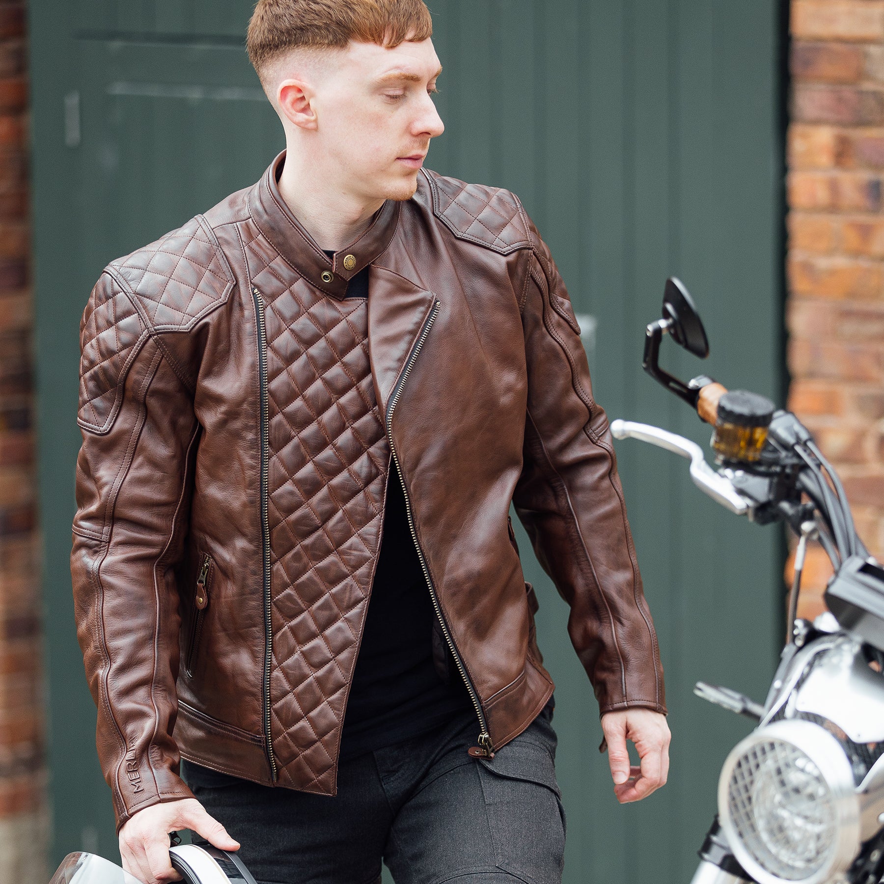 Merlin Chester Café D3O Leather Jacket Brown FREE UK Delivery, FREE 365 Day Returns | Moto Central