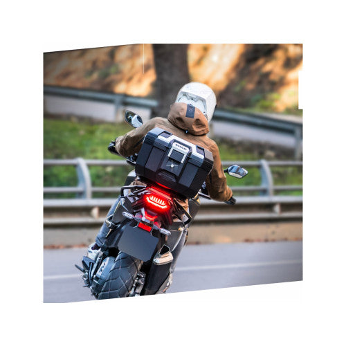 SHAD TR41 Top Box Aluminium fitted rear view on a motorcycle