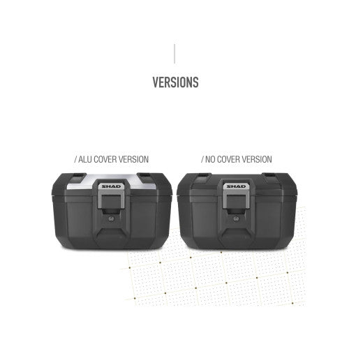 SHAD TR46 Top Box Aluminium, aluminium and black cover version comparison