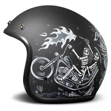 DMD Retro Ghost Rider open-face motorcycle helmet, right side view