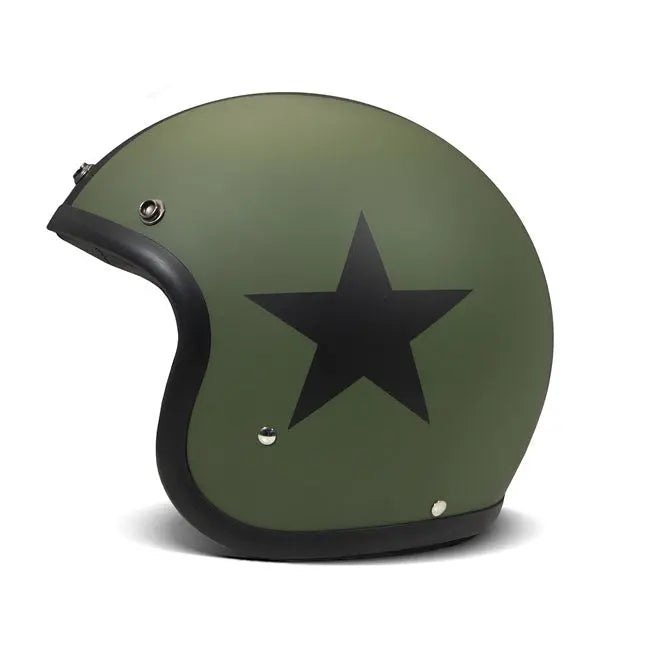 DMD Retro Open Face Helmet Star Green - FREE UK Shipping, FREE 365 Day Returns | Moto Central