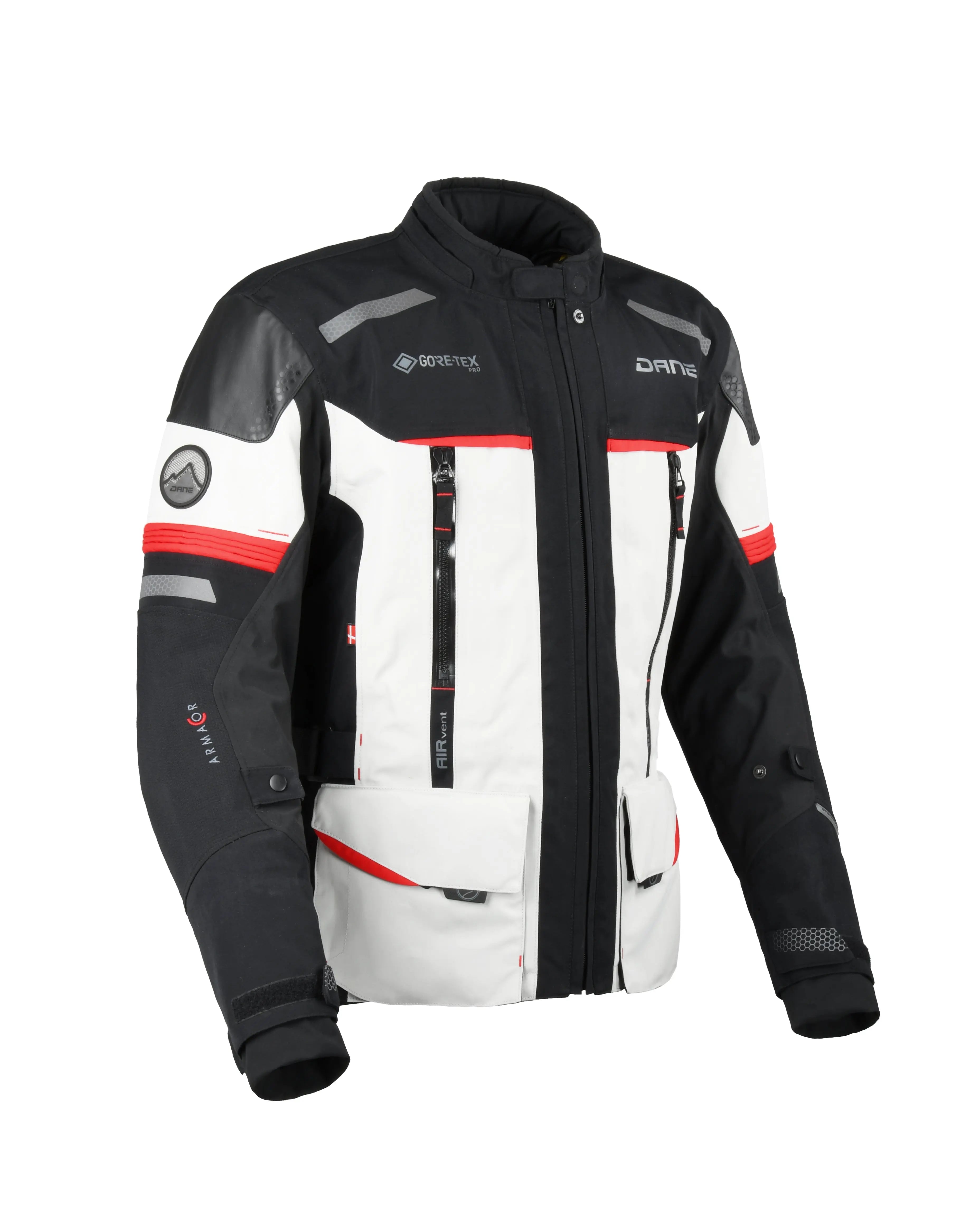 Dane Bornholm Gore-Tex Pro Jacket Grey / Red - FREE UK Shipping, FREE 365 Day Returns | Moto Central