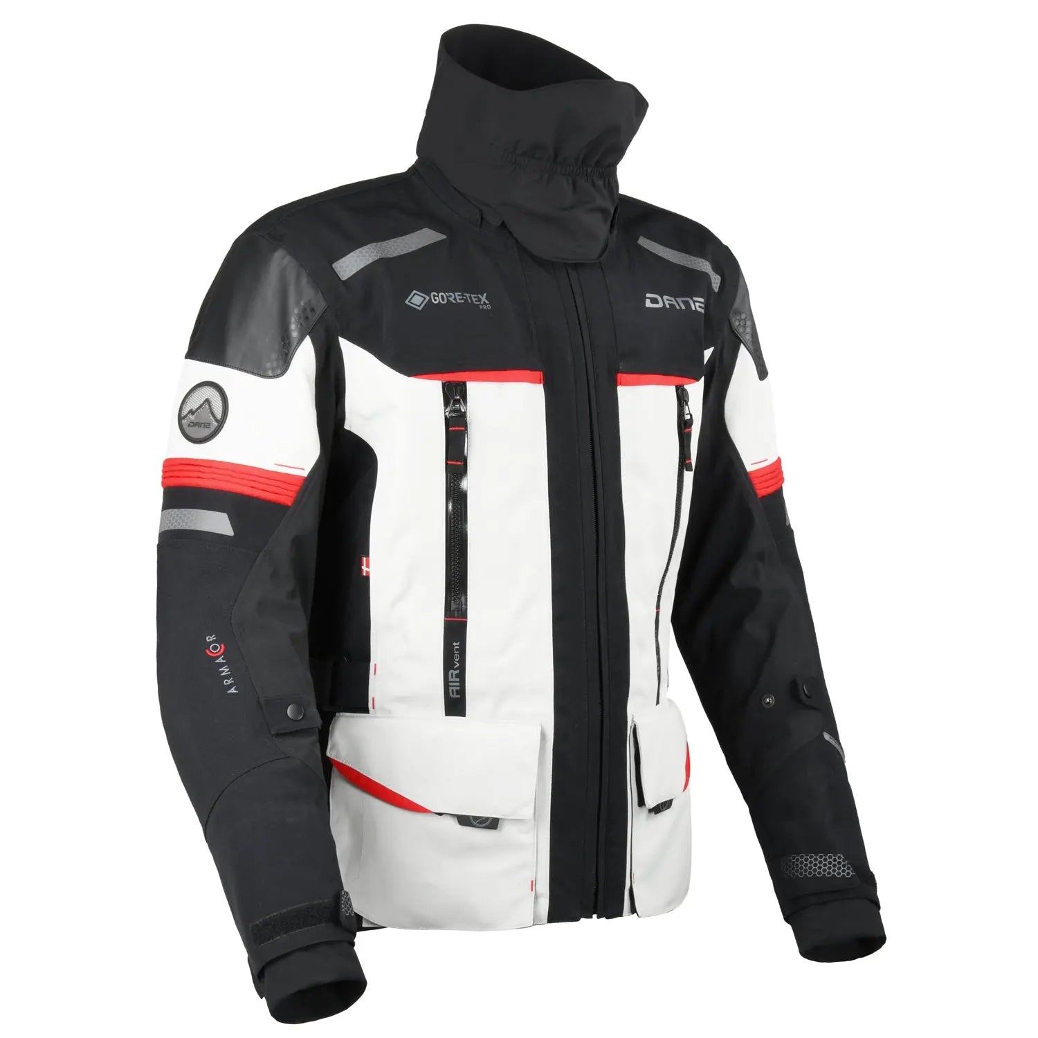 Dane Bornholm Gore-Tex Pro Jacket Grey / Red - FREE UK Shipping, FREE 365 Day Returns | Moto Central