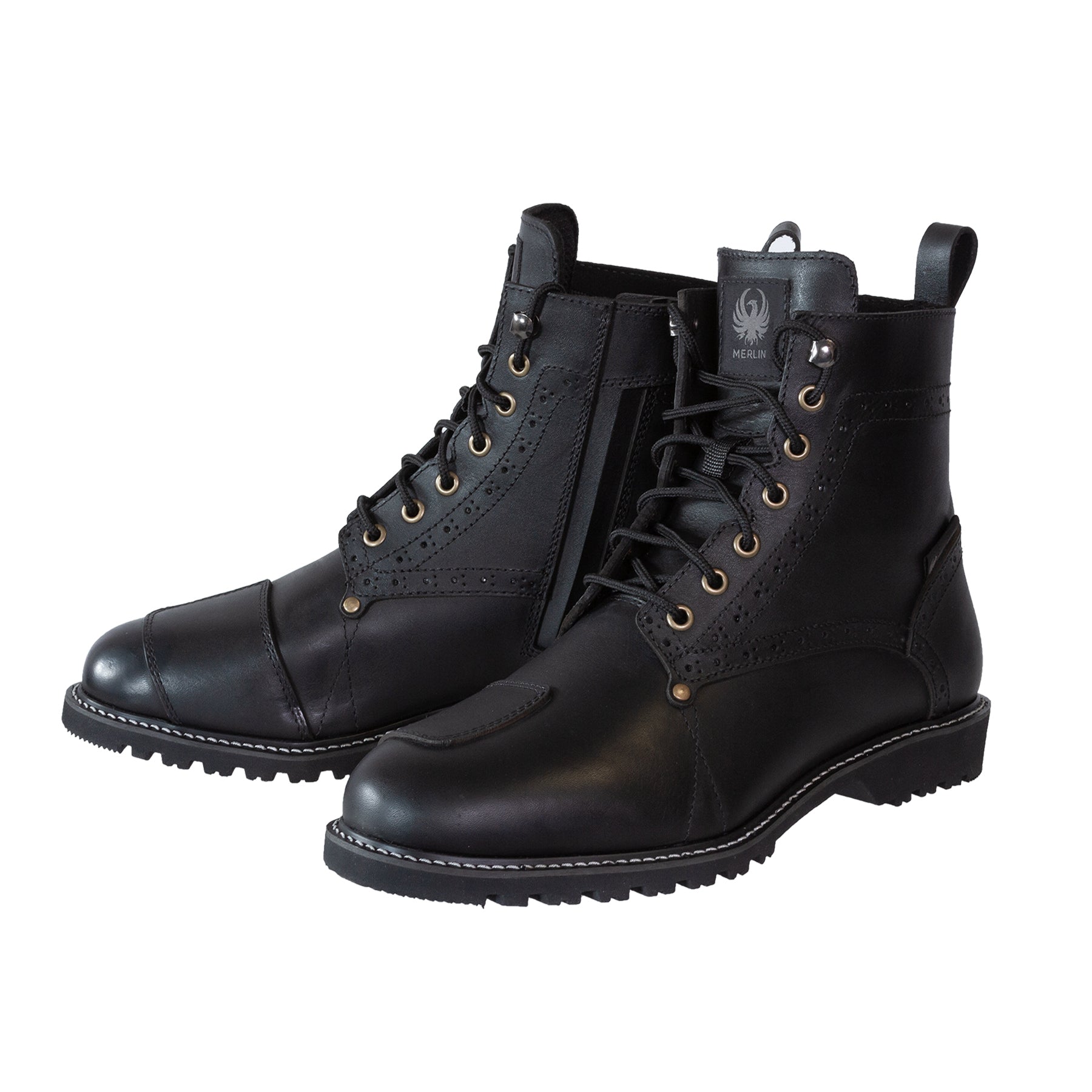 Merlin Derby Brogue D3O Waterproof Boots Black FREE UK Delivery, FREE 365 Day Returns | Moto Central