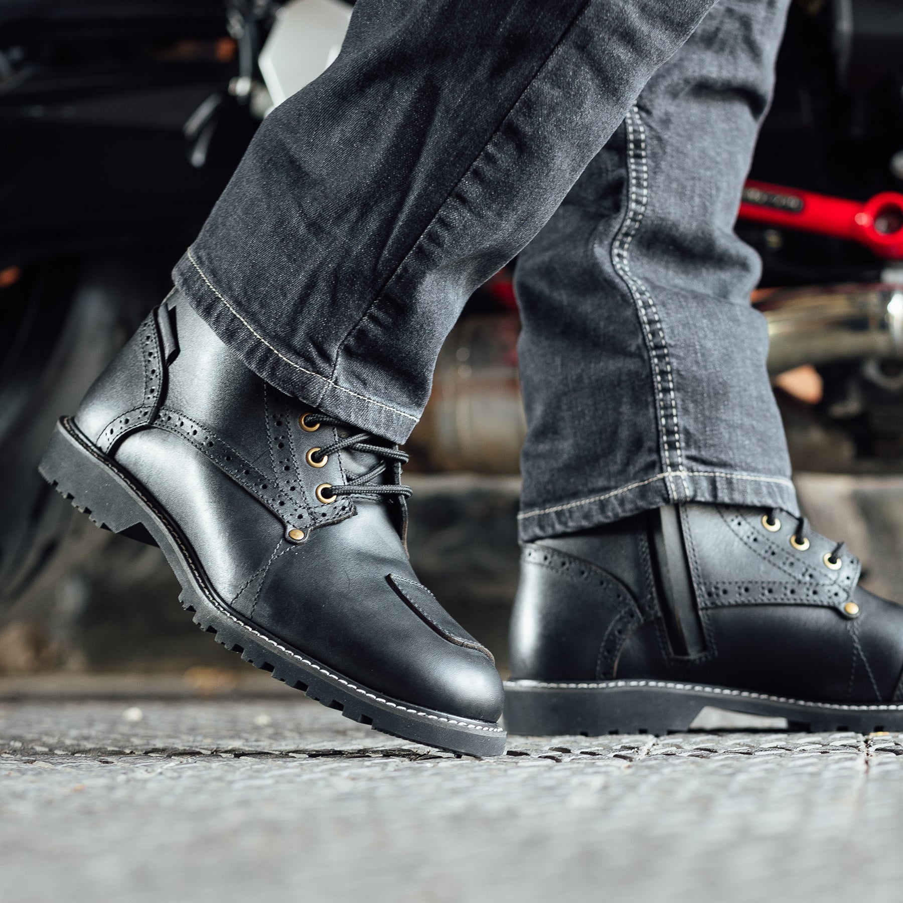 Merlin Derby Brogue D3O Waterproof Boots Black FREE UK Delivery, FREE 365 Day Returns | Moto Central