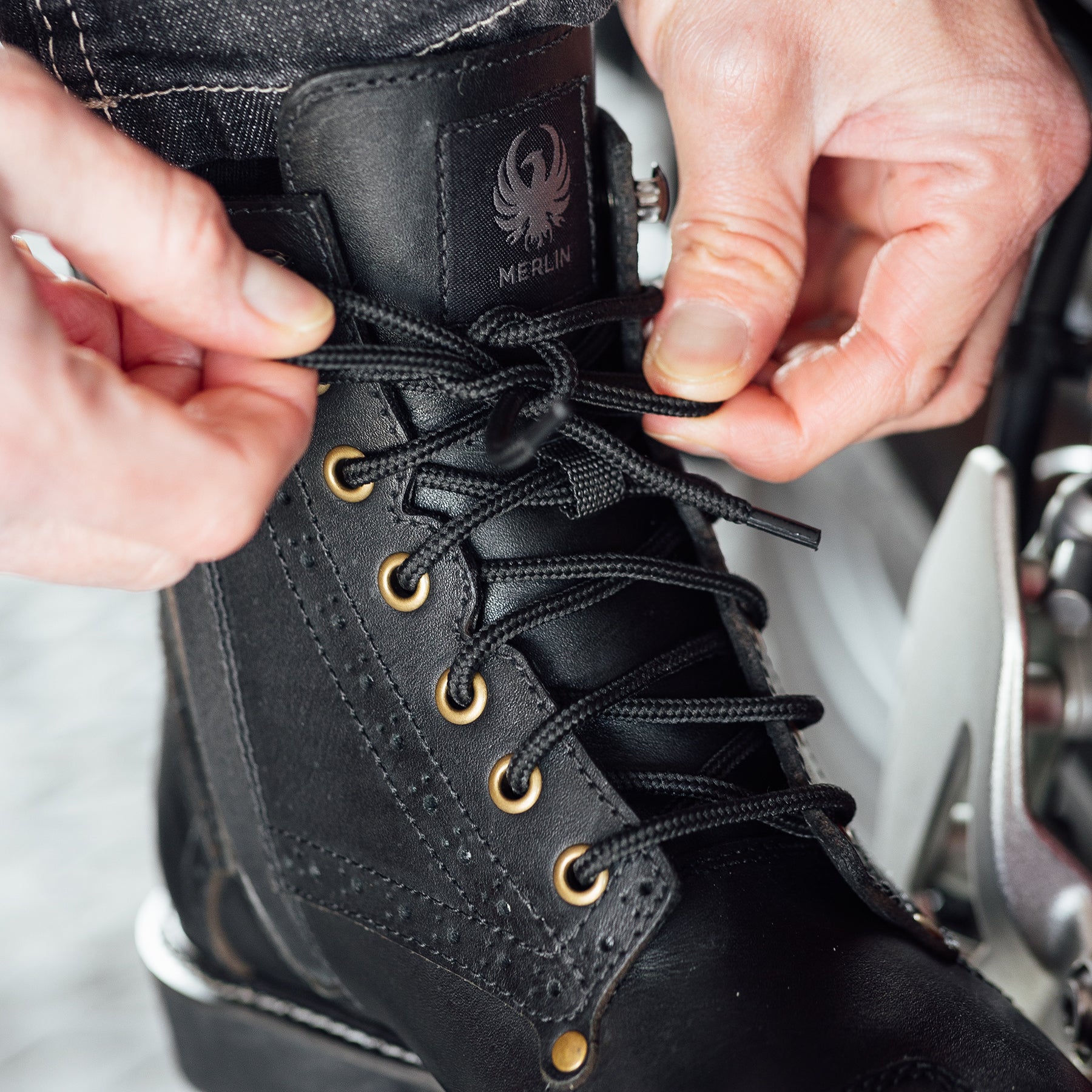 Merlin Derby Brogue D3O Waterproof Boots Black FREE UK Delivery, FREE 365 Day Returns | Moto Central