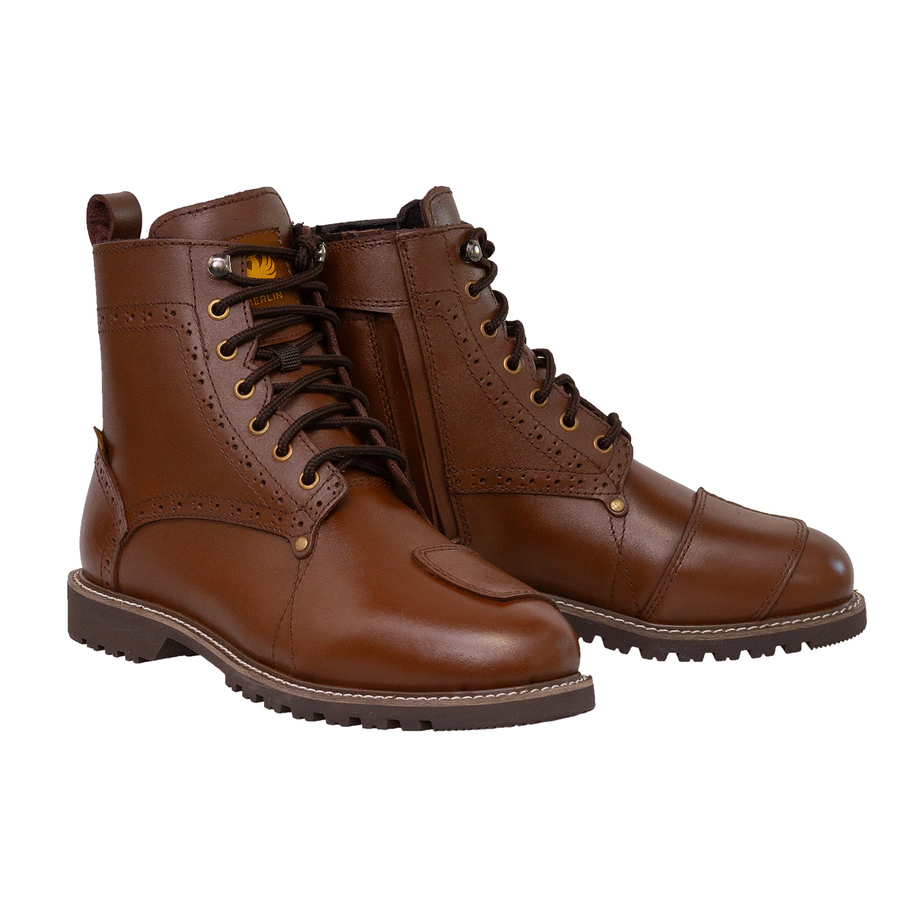 Merlin Derby Brogue D3O Waterproof Boots Brown FREE UK Delivery, FREE 365 Day Returns | Moto Central