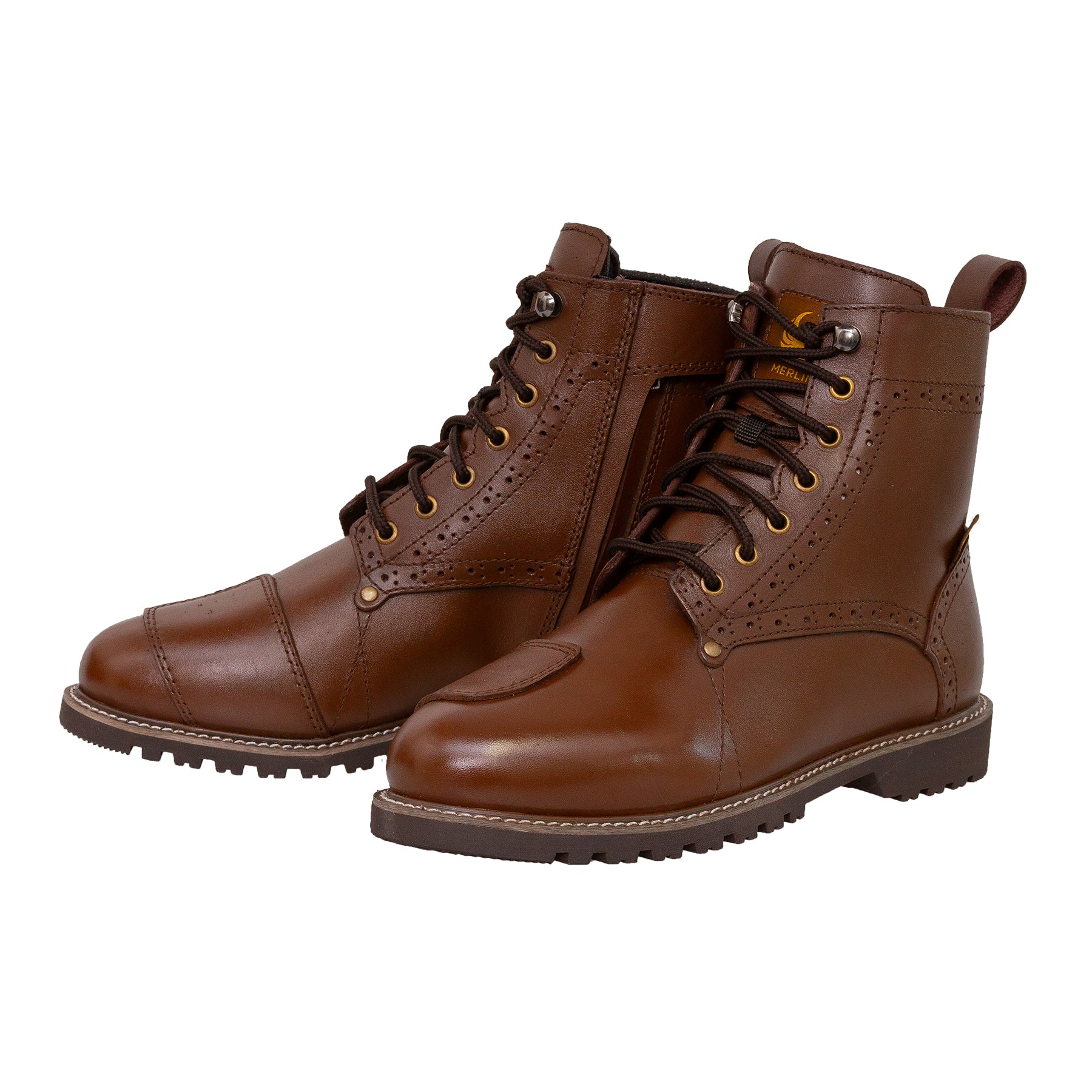 Merlin Derby Brogue D3O Waterproof Boots Brown FREE UK Delivery, FREE 365 Day Returns | Moto Central