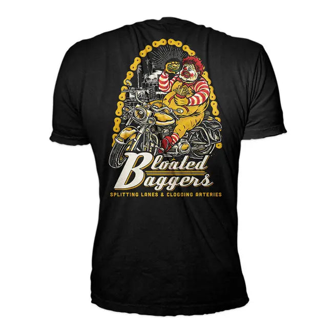 Down-N-Out Bloated Baggers T-Shirt Black - FREE UK Shipping, FREE 365 Day Returns | Moto Central