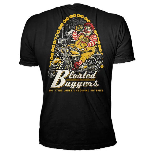 Down-N-Out Bloated Baggers T-Shirt Black — graphic rear view