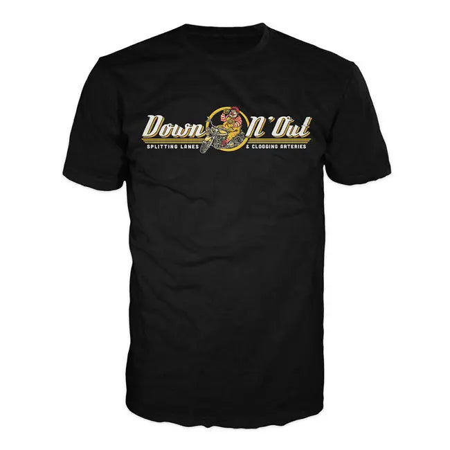 Down-N-Out Bloated Baggers T-Shirt Black - FREE UK Shipping, FREE 365 Day Returns | Moto Central