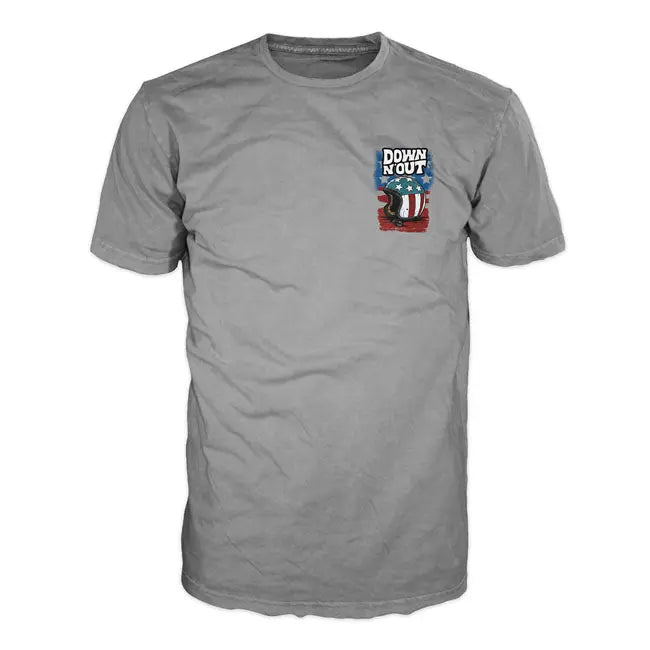 Down-N-Out Freedom Rider T-Shirt American Flag Grey - FREE UK Shipping, FREE 365 Day Returns | Moto Central