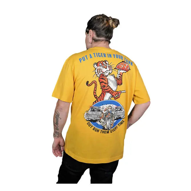 Down-N-Out Tiger In Your Tank T-Shirt Yellow - FREE UK Shipping, FREE 365 Day Returns | Moto Central